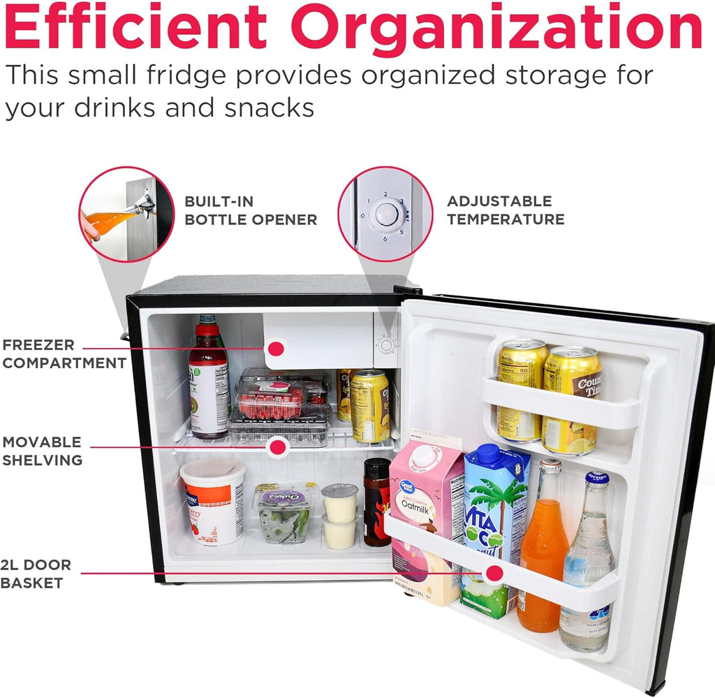 Frigidaire EFR176 Retro Compact Fridge with Chiller Mini Refrigerator with Built-in Bottle Opener for Office, Bedroom, Dorm Room or Cabin, 1.6 cu ft 16" D x 18" W x 18.5" H, Moonlight wourant