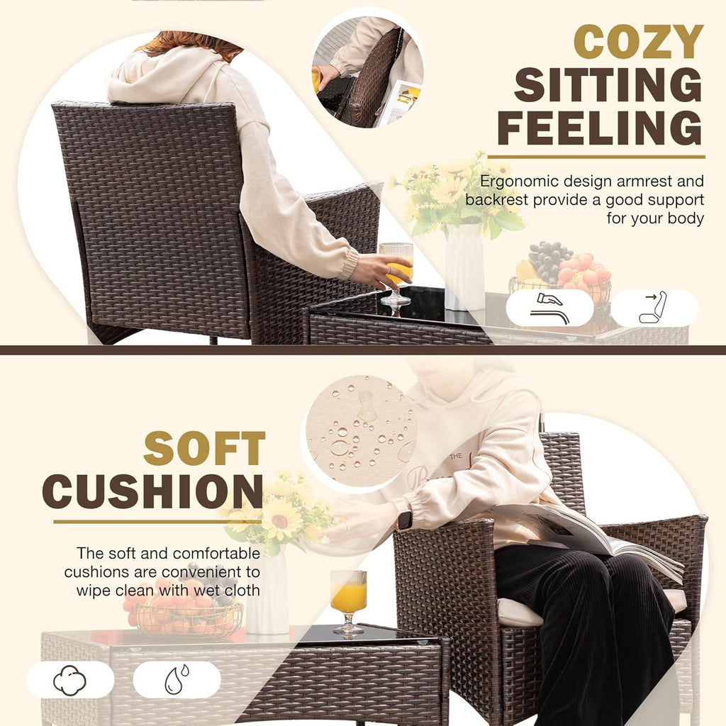 Homall 4 Pieces Outdoor Patio Furniture Sets Rattan Chair Wicker Set, Outdoor Indoor Use Backyard Porch Garden Poolside Balcony Furniture Sets (Grey) wourant