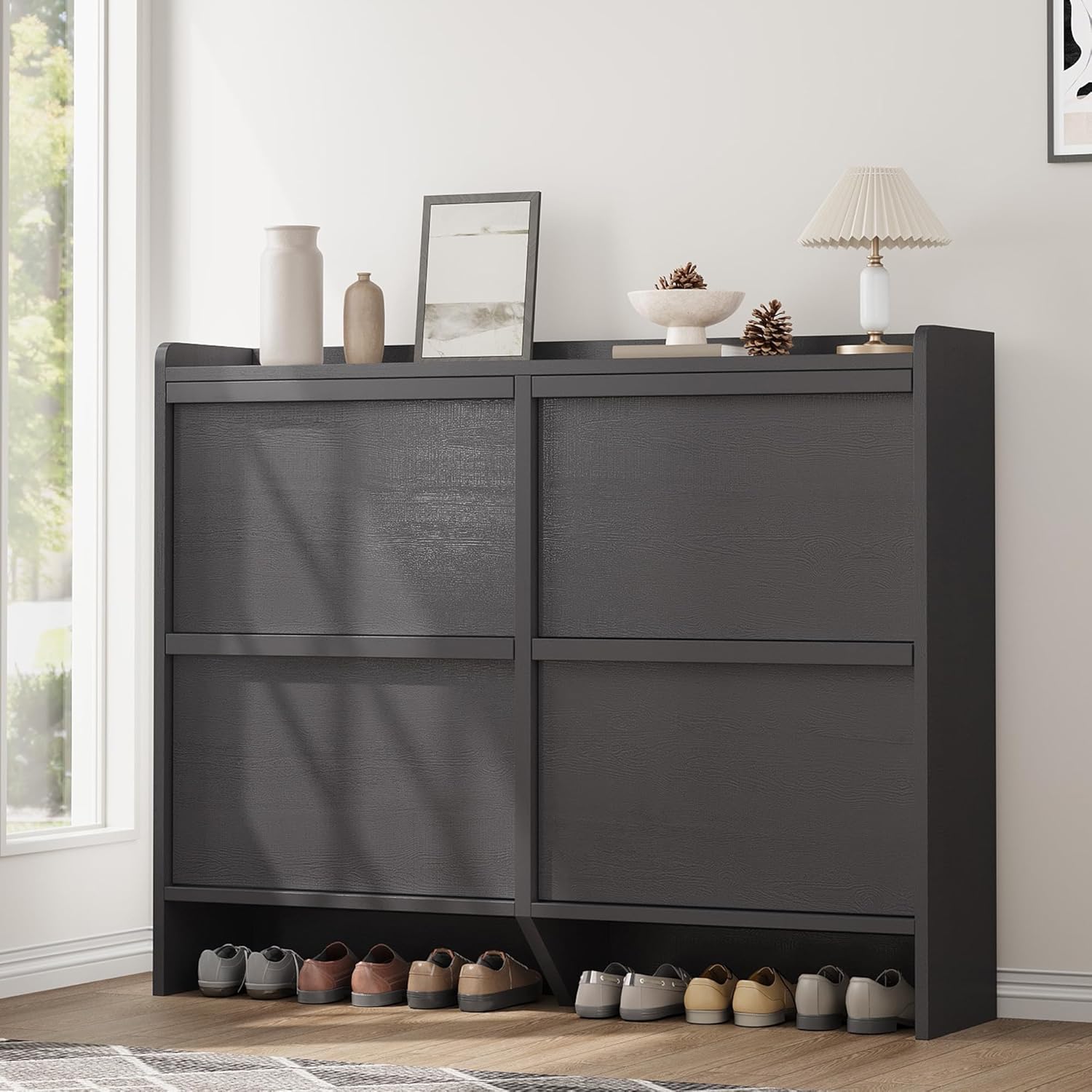 GarveeHome Shoe Cabinet with 3 Flip Top Drawers, Wooden Shoe Cabinet with Adjustable Shelves wourant