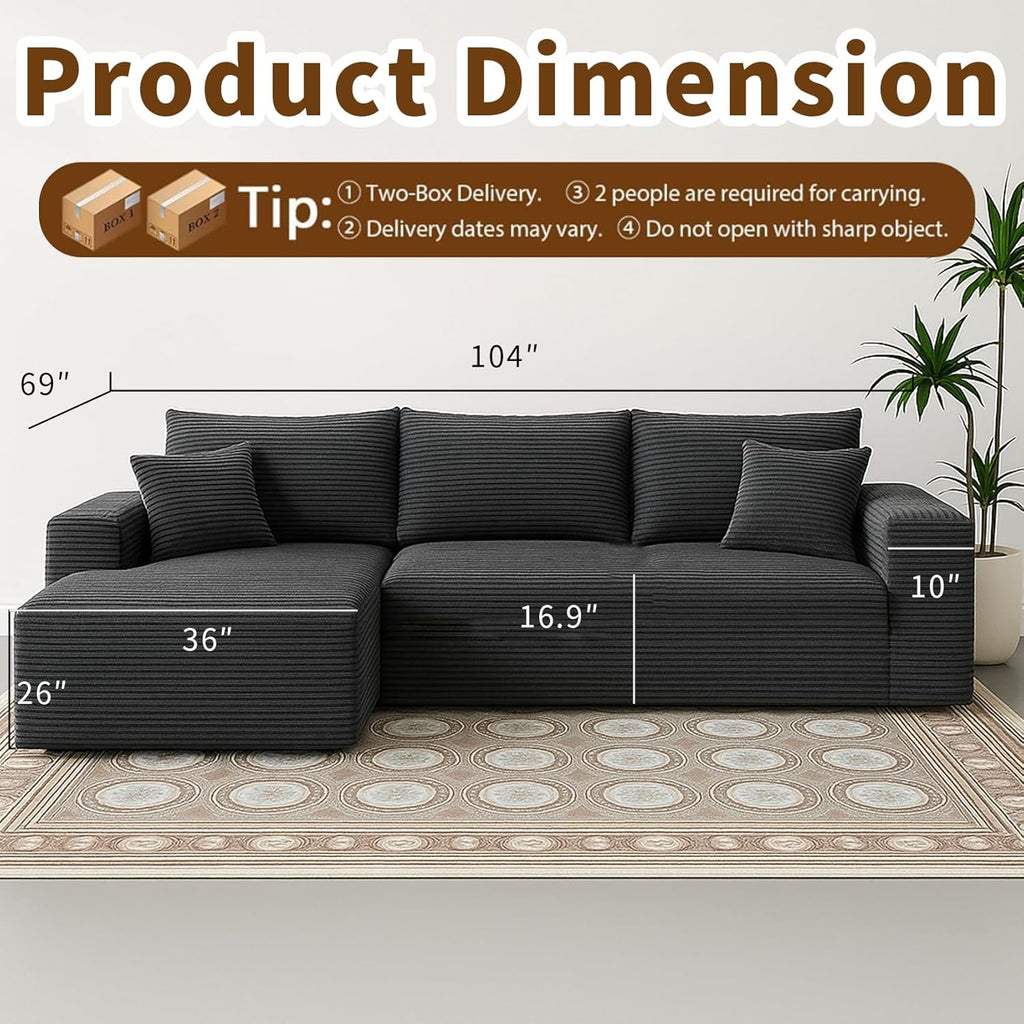 Cloud section sofa and L-shaped recliner modern modular sofa with deep seats wourant
