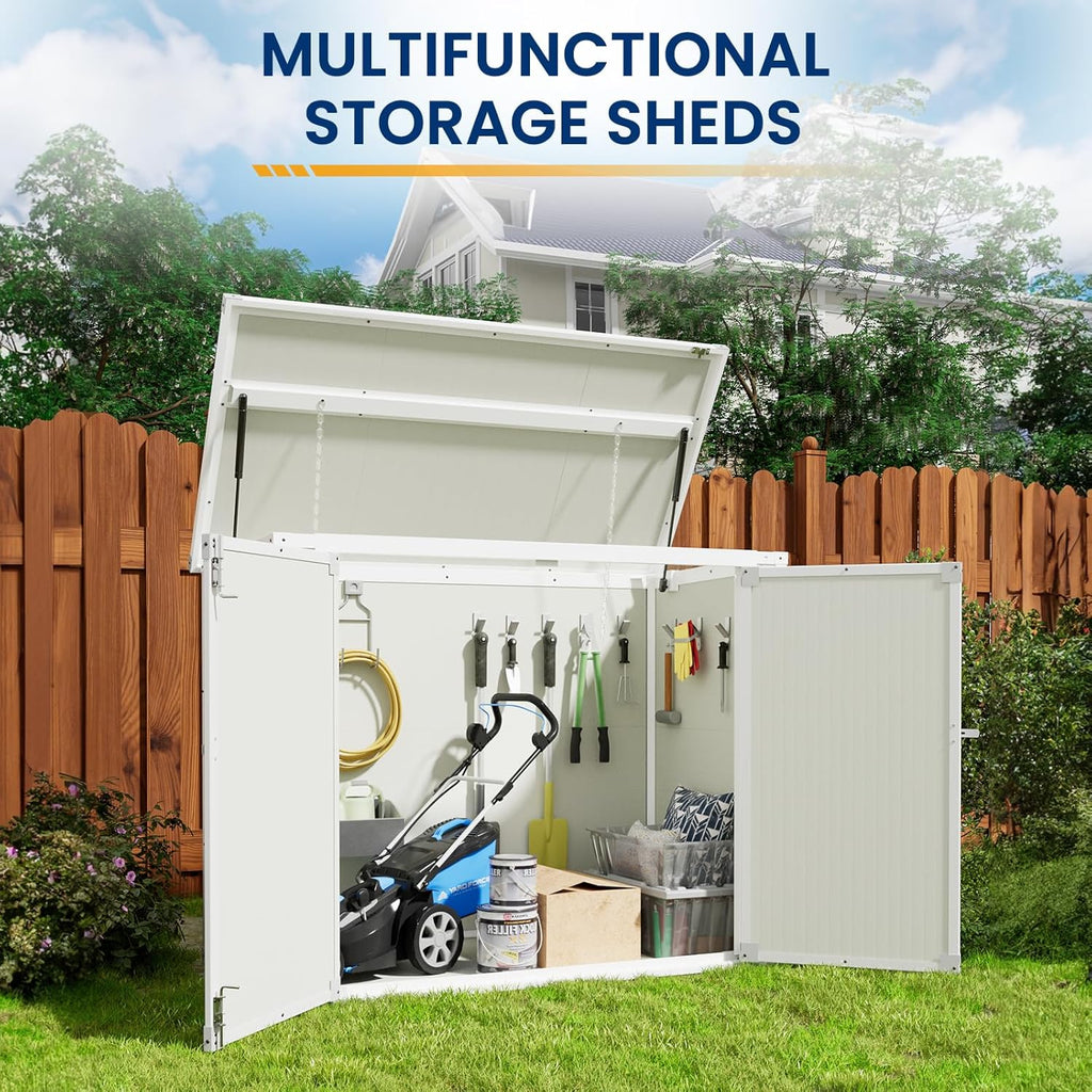 Amopatio 41 Cu Ft Horizontal Outdoor Storage Shed Resin Trash Can Storage Resin Shed wourant