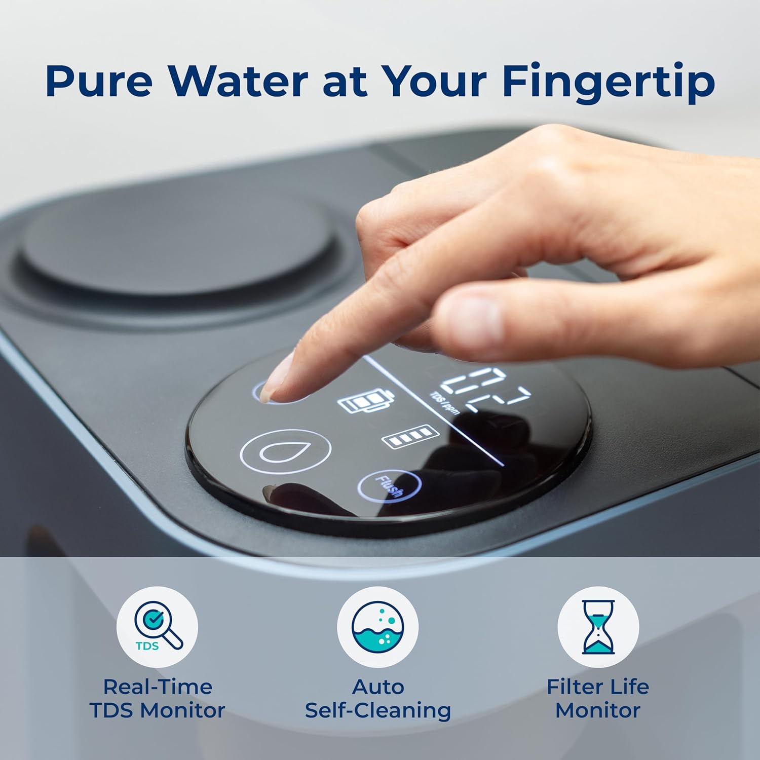 Bluevua RO100ROPOT-Lite(UV) reverse osmosis system countertop water purifier, 7-stage purification, with UV and remineralization functions, TDS and filter life monitoring wourant