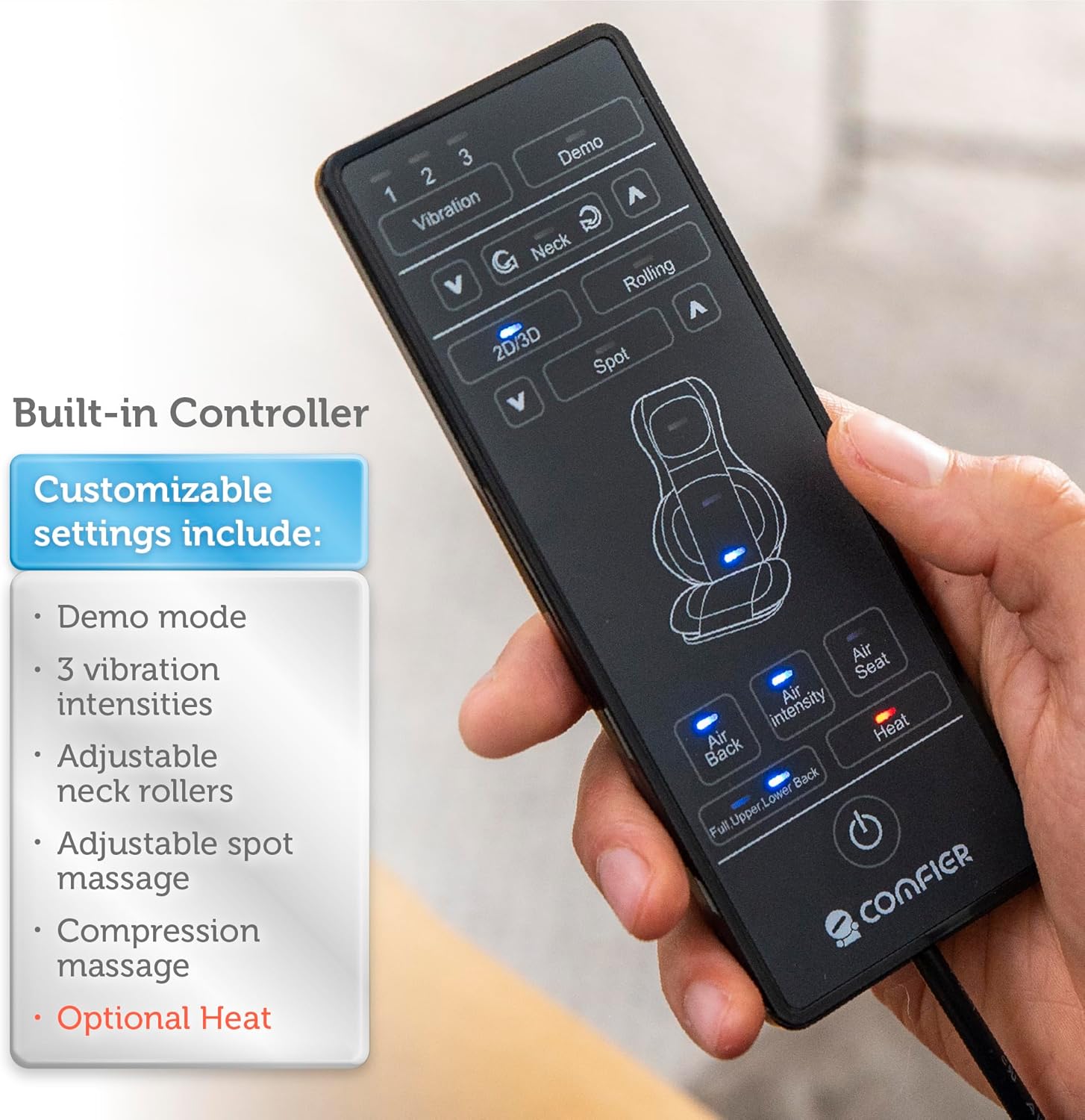 COMFIER Massager Chair with Heat Shiatsu Neck Back Massager Portable with Compress & Rolling Massage Chair Pad for Full Back Neck & Shoulders Full Body Pain wourant