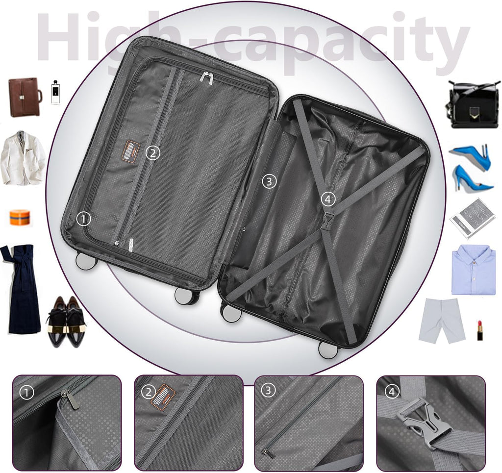 Luggage 6-piece hardshell expandable suitcase lightweight travel carry-on luggage set wourant