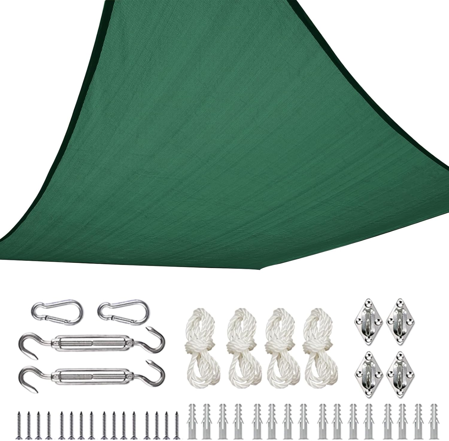 Quictent 20X20FT 185G HDPE Square Sun Shade Sail Canopy 98% UV Block Outdoor Patio Garden with Hardware Kit (Brown) woonhhop
