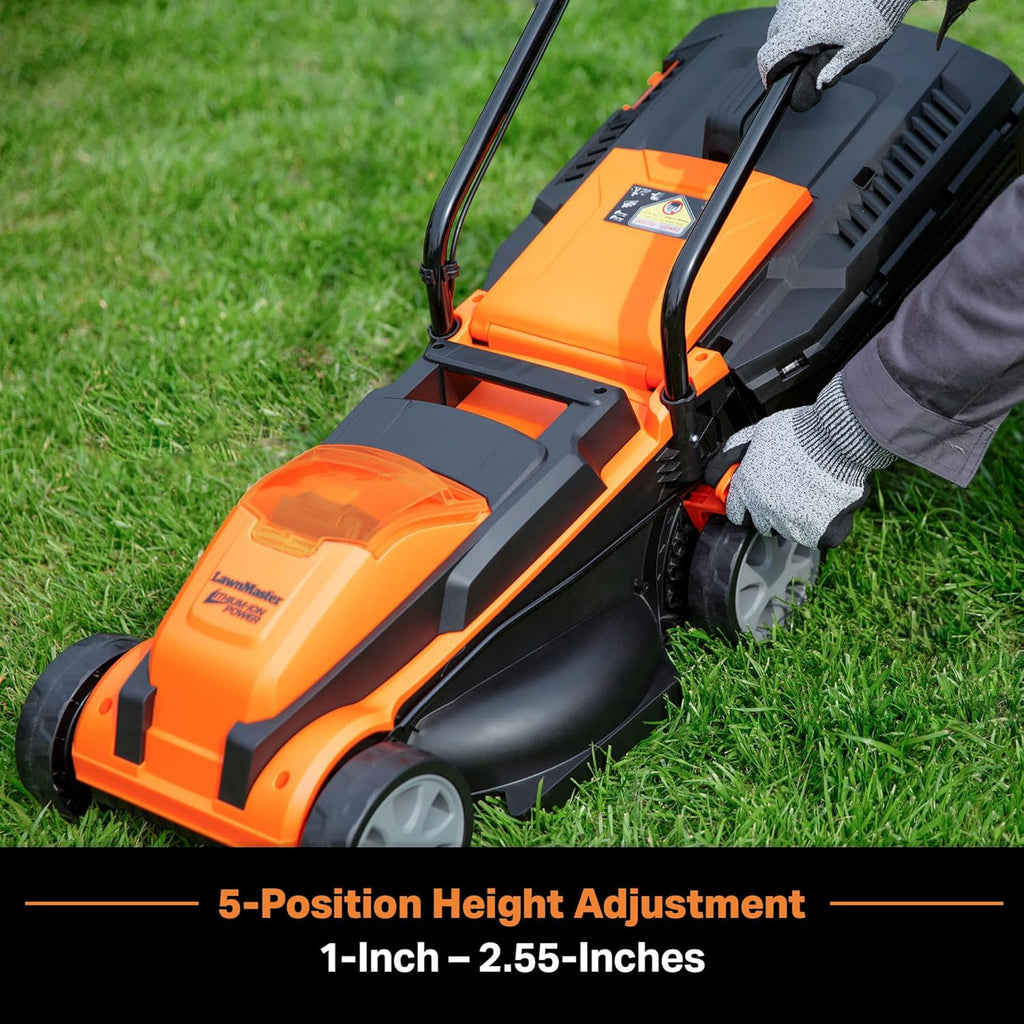 LawnMaster CLM2413A Cordless 13-Inch Lawn Mower 24V Max with 2X4.0Ah Battery and Charger wourant