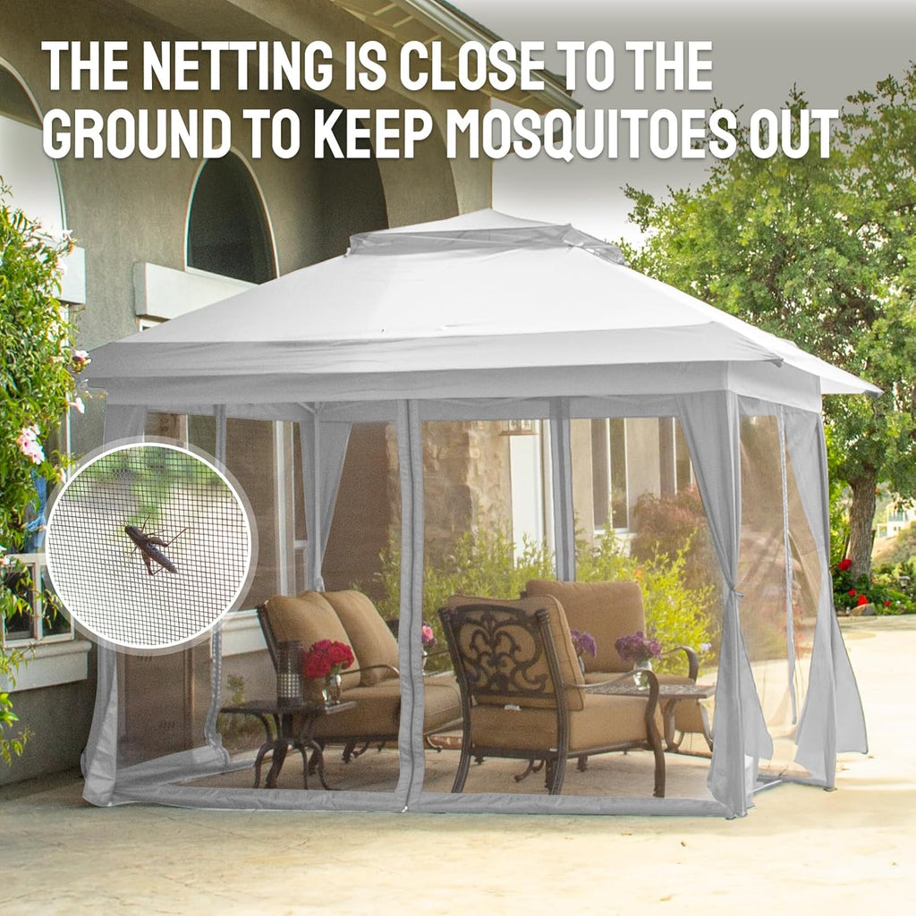 CROWN SHADES 13x13 Pop Up Gazebo, Canopy Tent, Gazebos on Clearance - Outdoor Gazebo for Backyard & Patio Furniture - Carpa Pop Up Tent with Wheeled STO-N-Go Cover Bag (White) wourant
