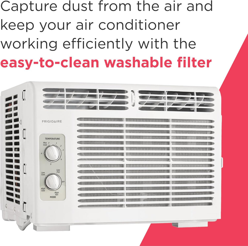 Frigidaire 5,000 BTU Window Air Conditioner with Remote Control, Cools Up to 150 Sq. Ft., Quiet Operation, Eco Mode, 3 Fan Speeds, Auto Restart, White wourant