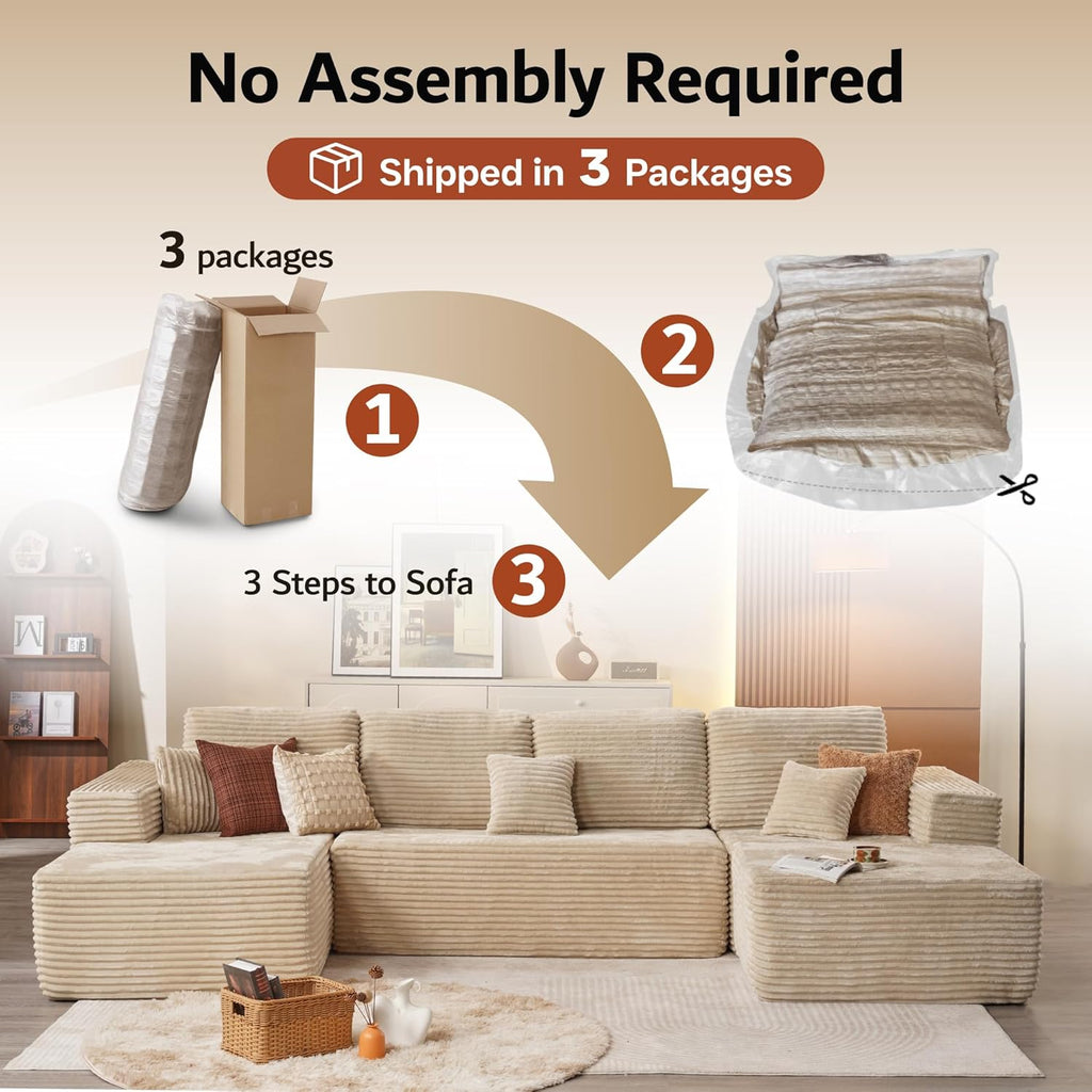 Ovios 104" Cloud Section Sofa L-shaped lounge chair, modern modular sofa wourant