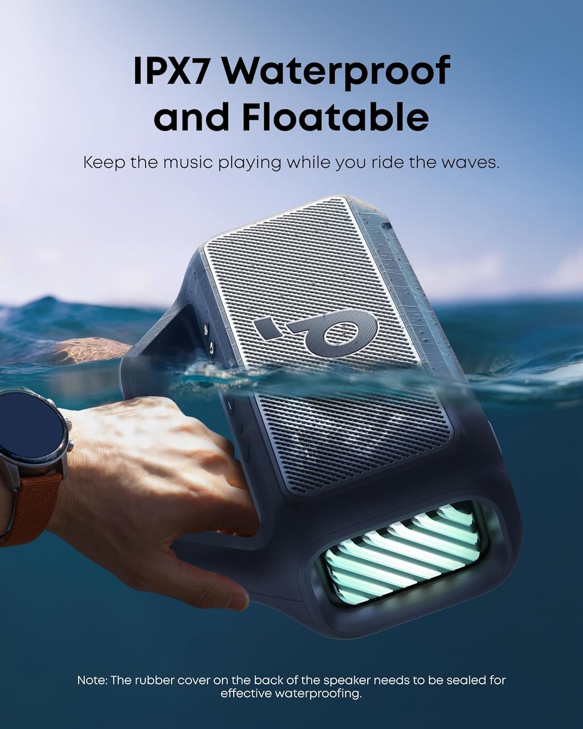 Outdoor Speaker, 80W, Subwoofer, BassUp 2.0, 24H Playtime, IPX7 Waterproof, Floatable, RGB Lights, USB-C, Custom EQ, Bluetooth 5.3, Portable for Camping, Beach, and Backyard wourant
