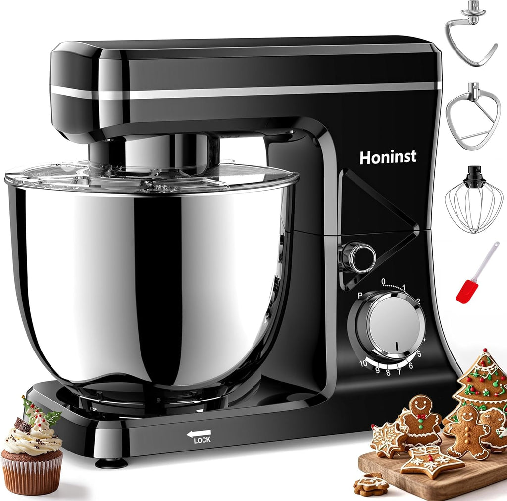 10-Speed Stand Mixer with 8-in-1 Splash Guard, Tilt Head, 6-Quart Stainless Steel Bowl + Dishwasher-Safe Dough Hook/Whisk/Blender/Scraper wourant