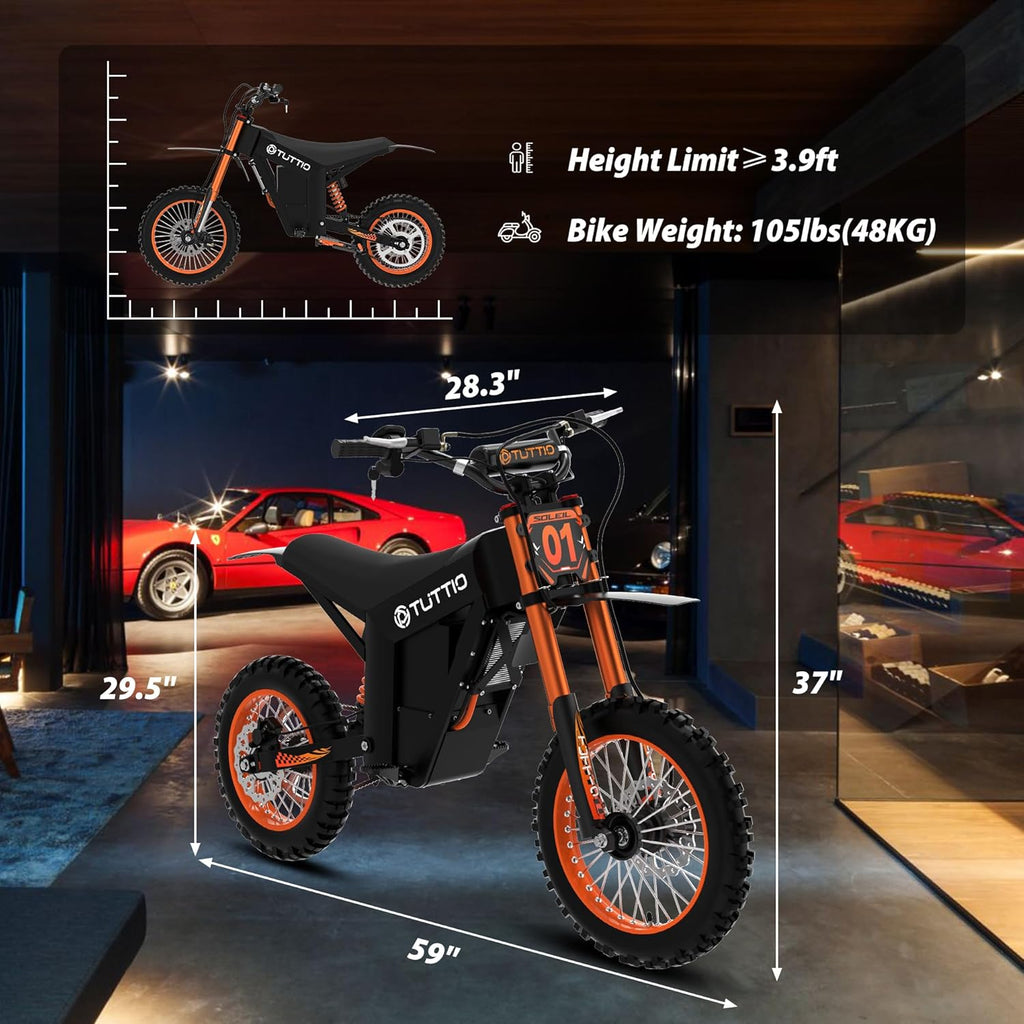 Tuttio Electric Dirt Bike Teens Adults Electric Bike 48V 21AH Removable Battery wourant