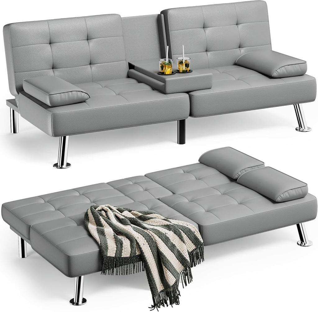 Homall Futon Sofa Bed Leather Futon Couch Removable Armrests Adjustable Recliner Sofa Bed wourant