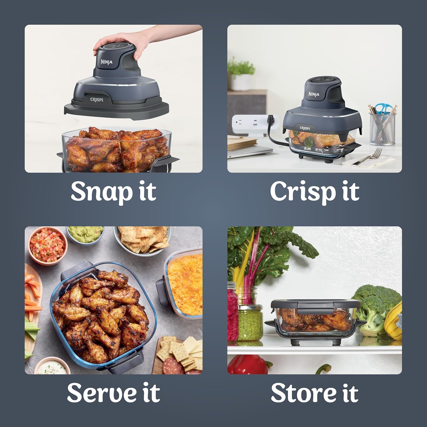 Ninja Crispi 4-in-1 Portable Glass Air Fryer Cooking System wourant