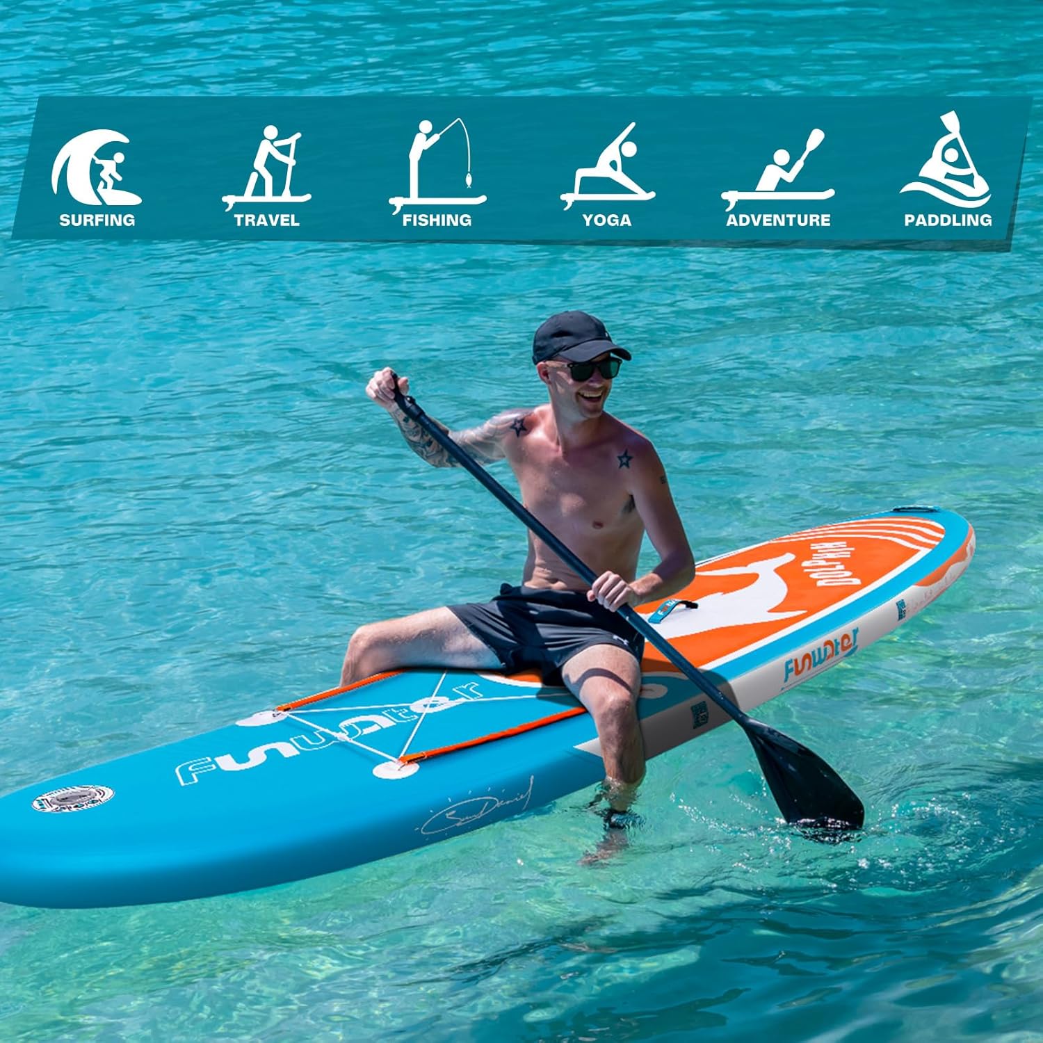 FunWater Inflatable Stand Up Paddle Board with Premium SUP Paddle Accessories, Non-Slip EVA Deck, 11'/10'6' Paddle wourant