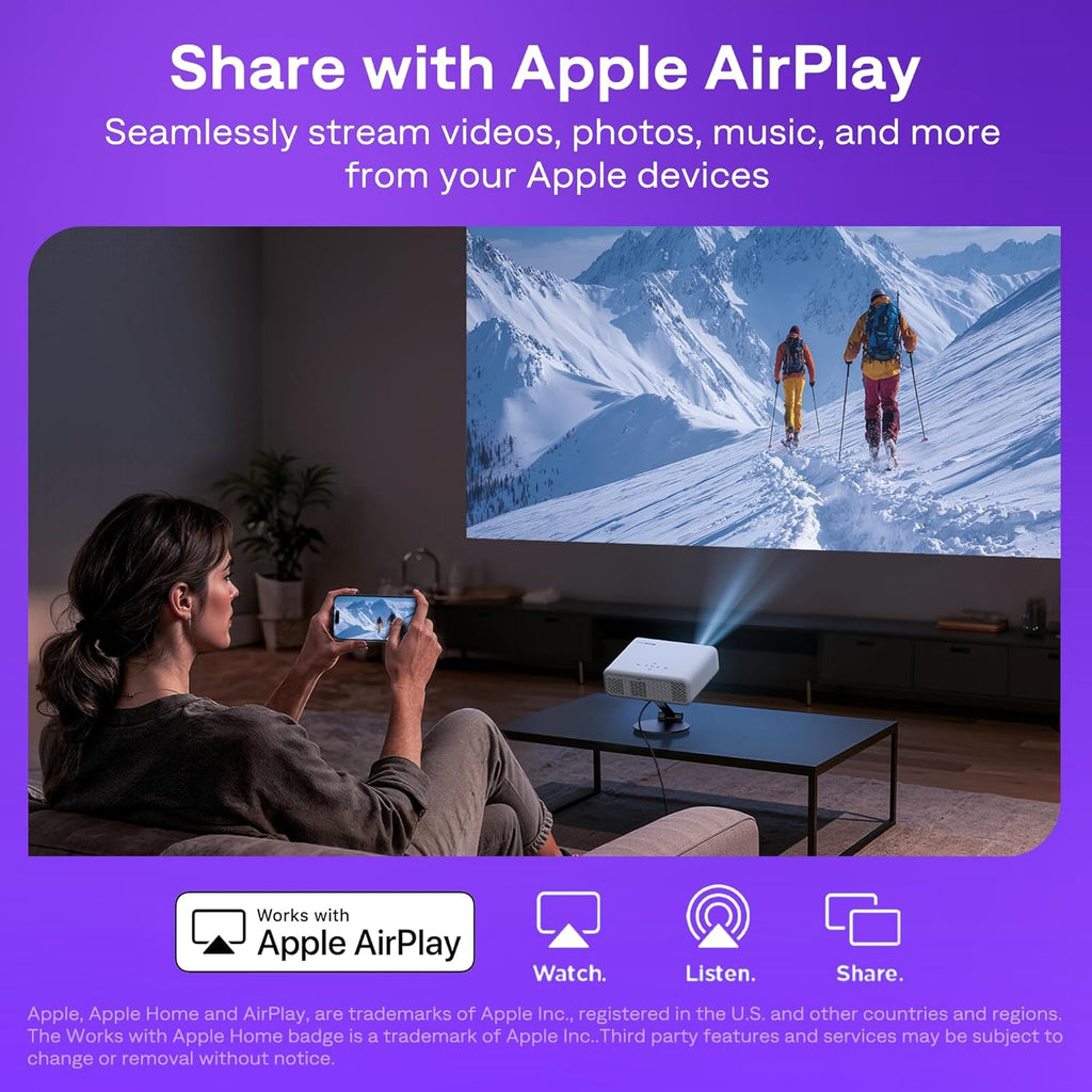 Aurzen Roku TV Smart Projector with Wifi and Bluetooth, Roku Streaming Experience Built-in wourant