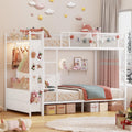 Itaar Metal Bunk Bed Twin Over Twin Hall Tree Power Outlet LED Bunk Bed 4 Storage Drawers wourant