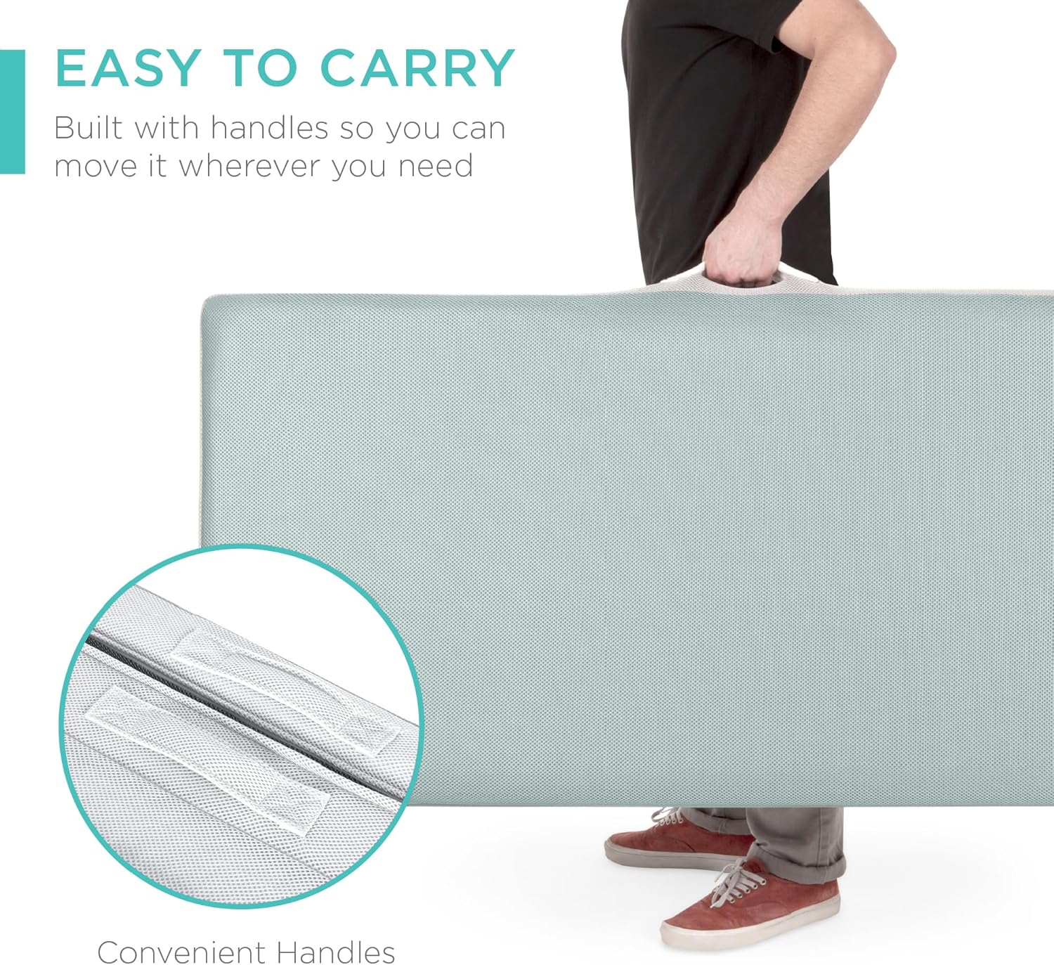 4in Portable Queen-Size Mattress, Tri-Fold Mattress for Camping, Guest, Toddler wourant
