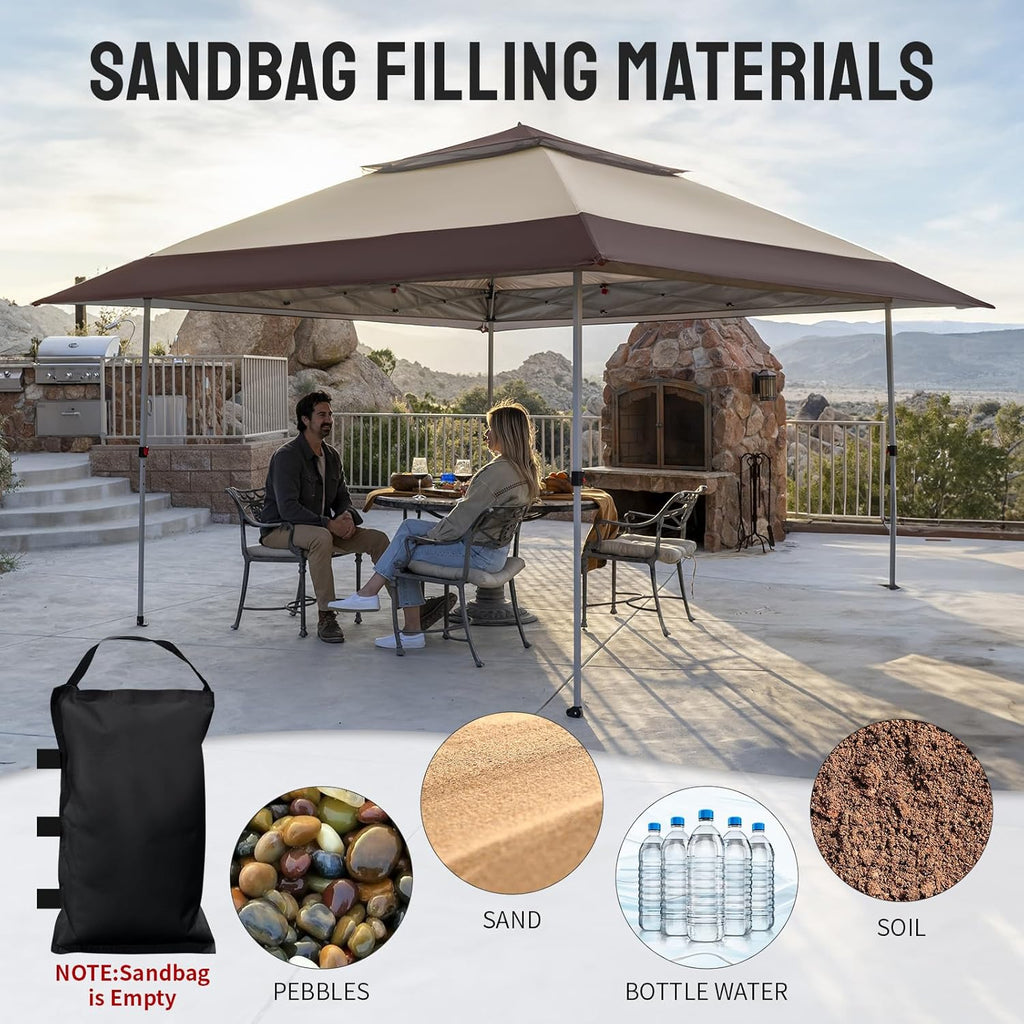 CROWN SHADES 13x13 Pop Up Gazebo, Canopy Tent, Gazebos on Clearance - Outdoor Gazebo for Backyard & Patio Furniture - Carpa Pop Up Tent with Wheeled STO-N-Go Cover Bag (White) wourant
