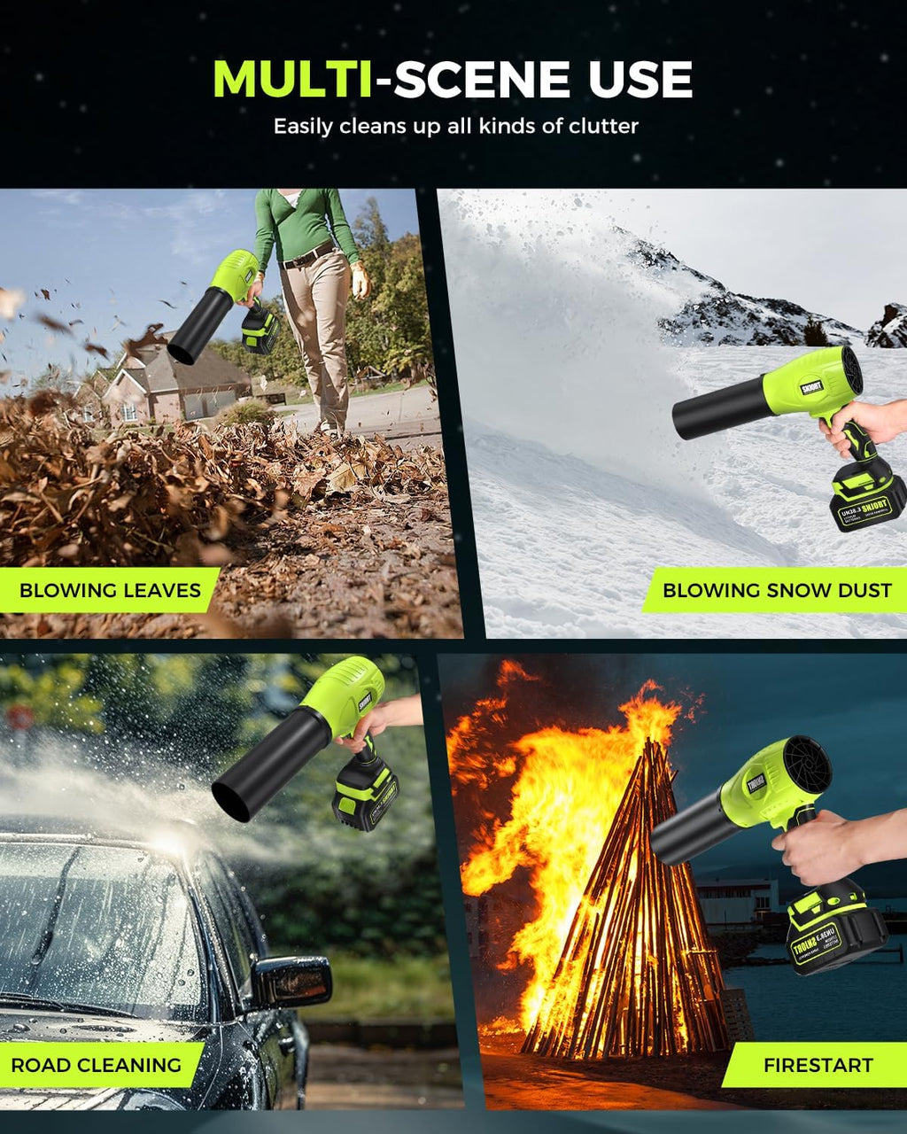Leaf Blower Cordless with Battery and Charger, 500,000 RPM, Extended Nozzle, Lightweight Handheld Design, Turbo Jet Blower for Patio Cleaning wourant