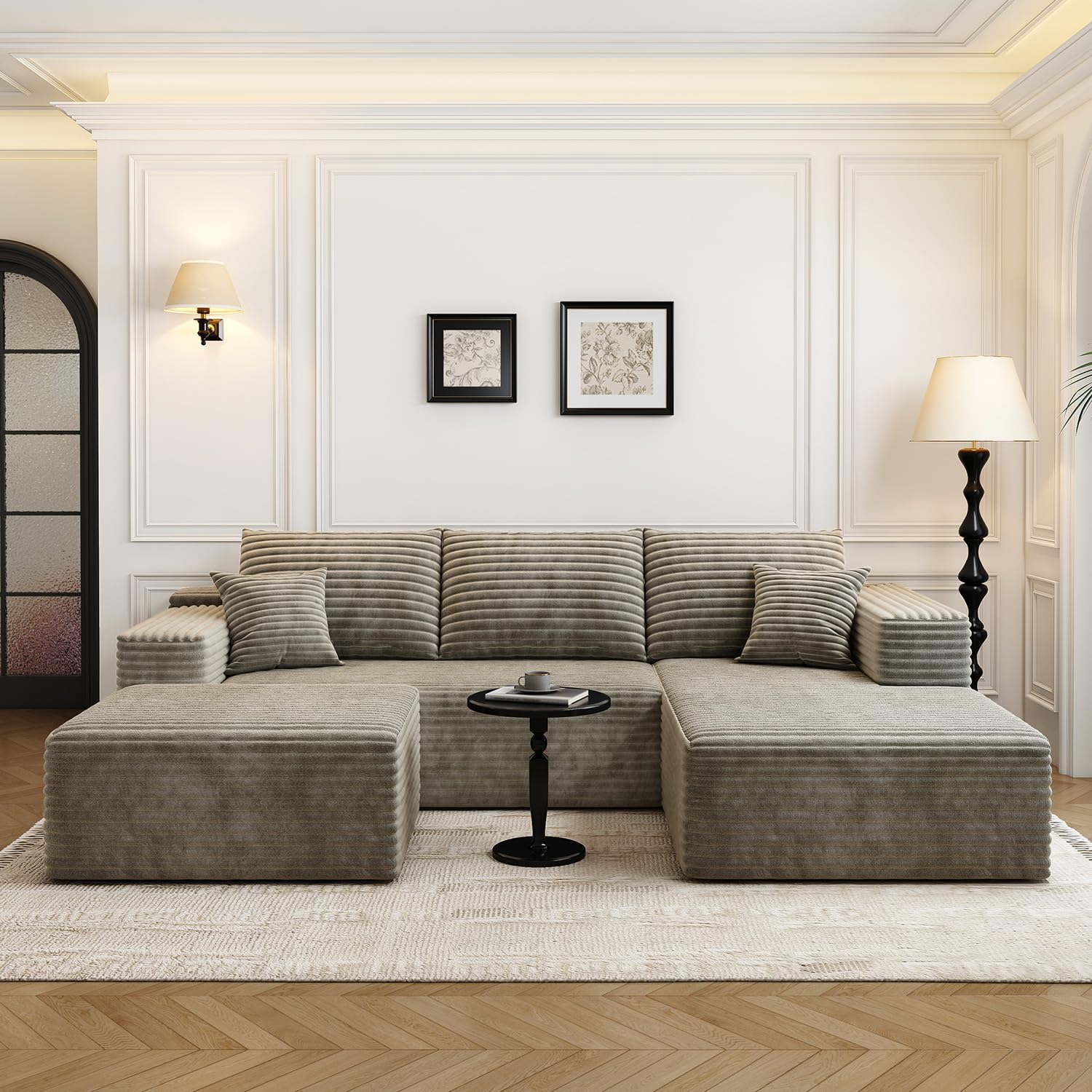 107.5" Cloud Modular Sectional Sofa Couch with L-Shape Chaise,Modern Minimalist Upholstered Couches wourant