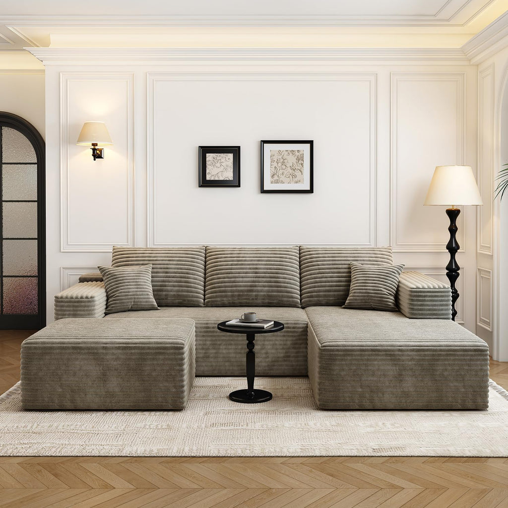 107.5 inch Cloud Modular Sectional Sofa with L-Shaped Chaise Lounge, Modern Minimalist Upholstered Sofa Deep Seating Corner Sofa wourant