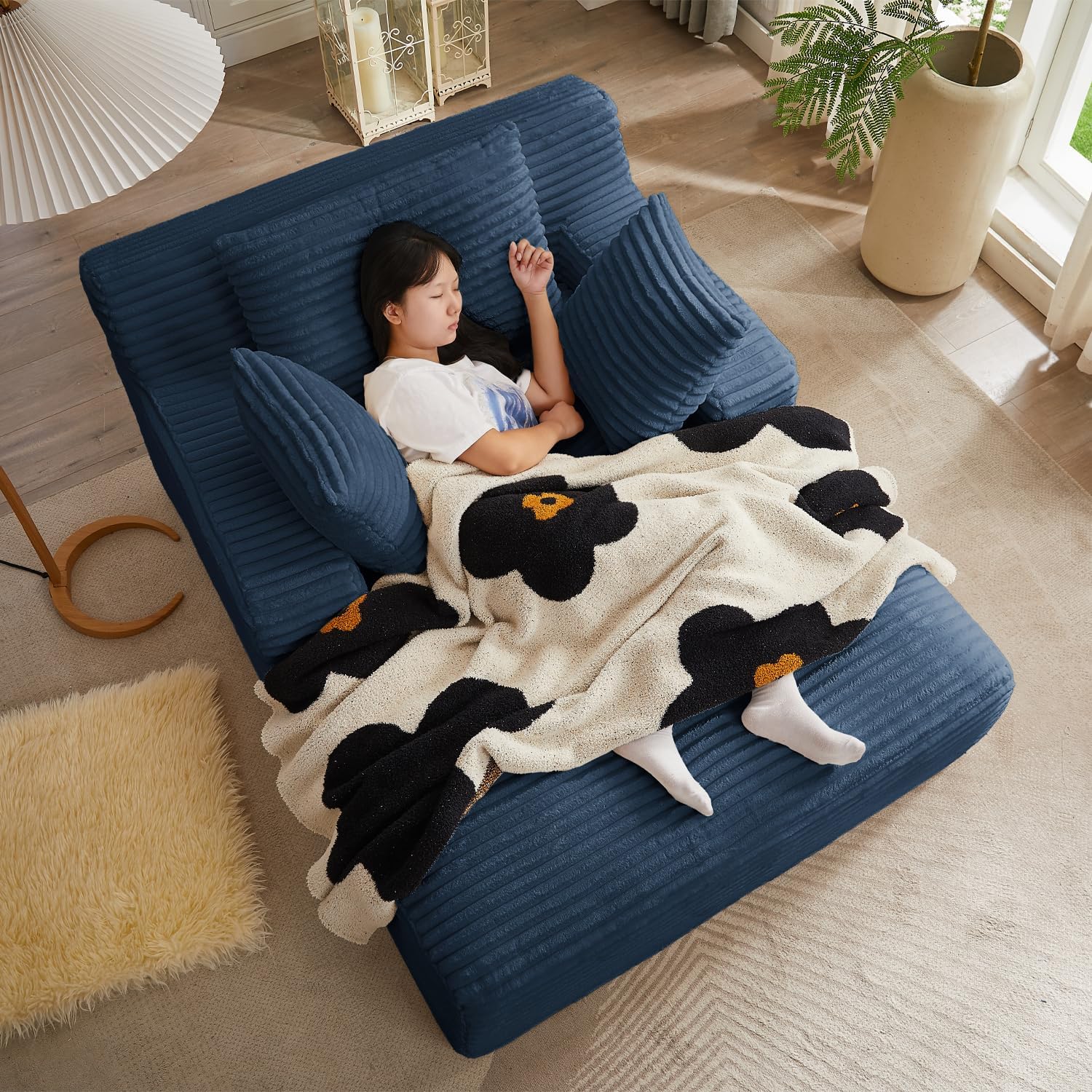 50-inch indoor recliner, oversized corduroy upholstered boneless sofa bed, deep sleeper sofa reading chair, cloud sofa, living room sofa wourant