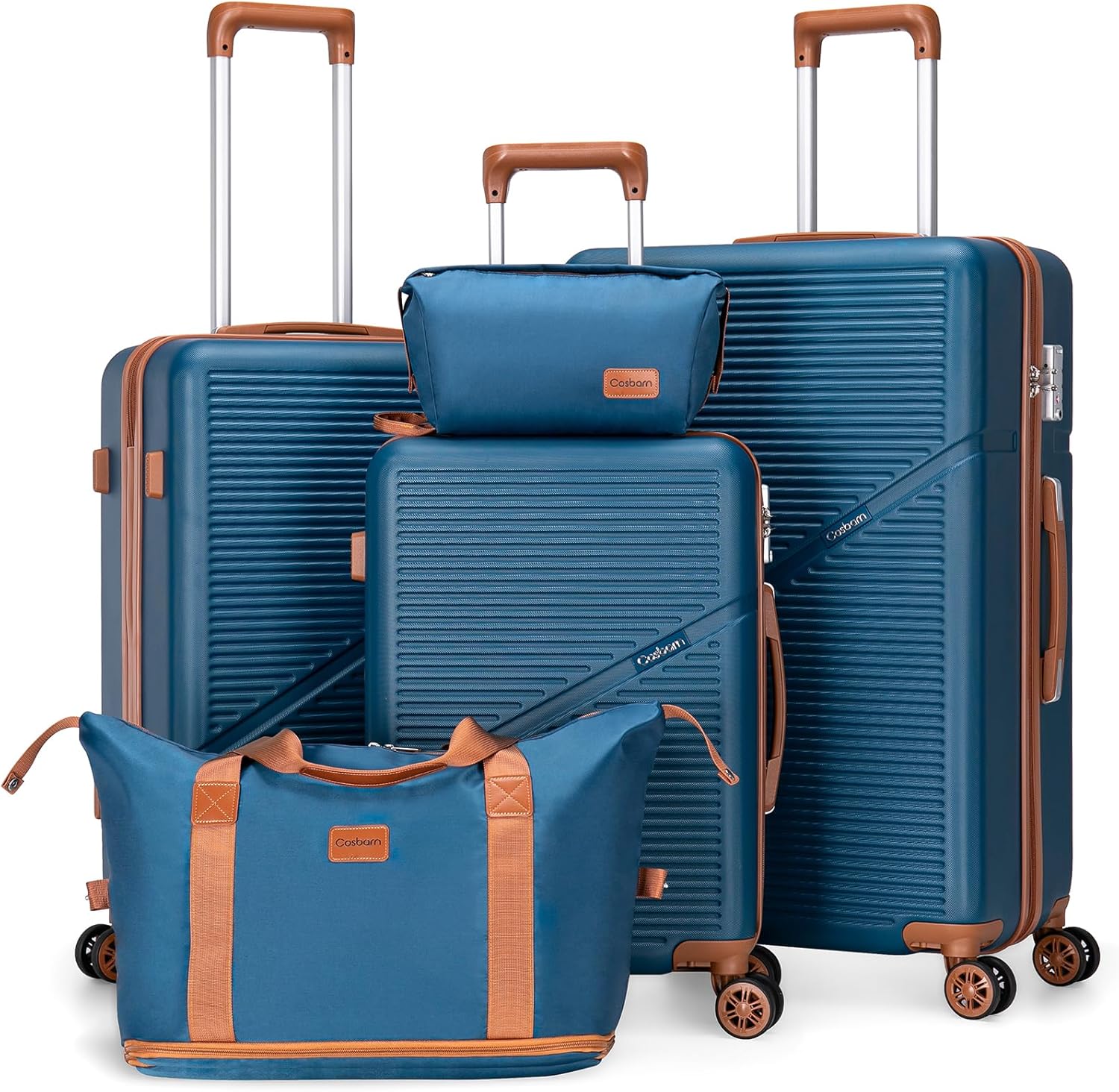 5-Piece Luggage Set with Spinner Wheels, Hard-Shell ABS Luggage Set with Tsa Lock, Lightweight Hard-Shell Waterproof Travel Case, Unisex, Gray wourant