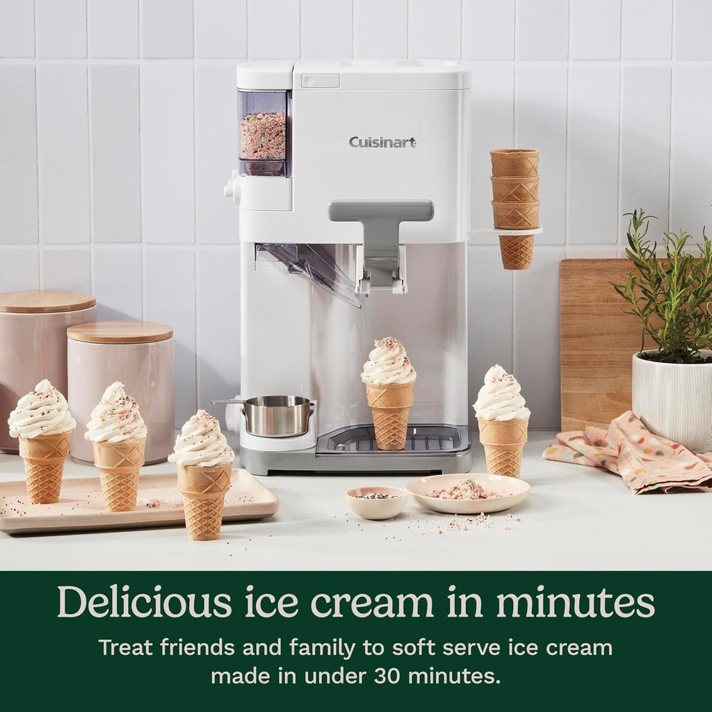 Cuisinart Soft Serve Ice Cream Machine- Mix It In Ice Cream Maker for Frozen Yogurt, Sorbet, Gelato, Drinks 1.5 Quart, White, ICE-48 wourant