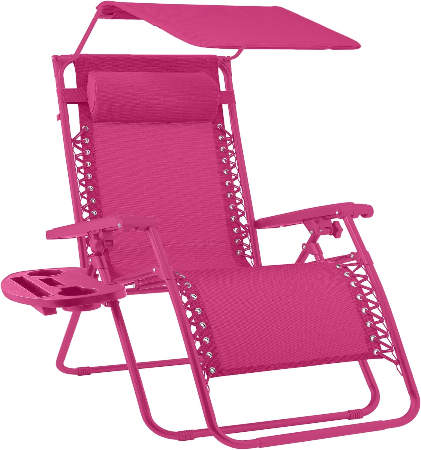 Best Choice Products Folding Zero Gravity Outdoor Recliner Patio Lounge Chair w/Adjustable Canopy Shade, Headrest, Side Accessory Tray, Textilene Mesh - Peacock Blue wourant