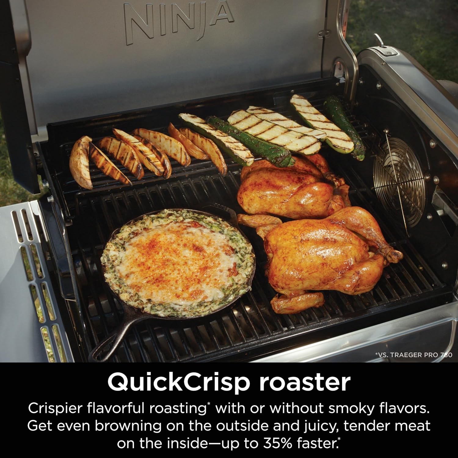 Ninja FlexFlame, Grill and Smoker, Electric and Propane Grill, Roaster, BBQ Grill, 5-in-1 Cooking System, 3 Burner, Digital Control, Outdoor Cooking, Griddle, Pizza Maker, Stainless Steel, PG301 wourant