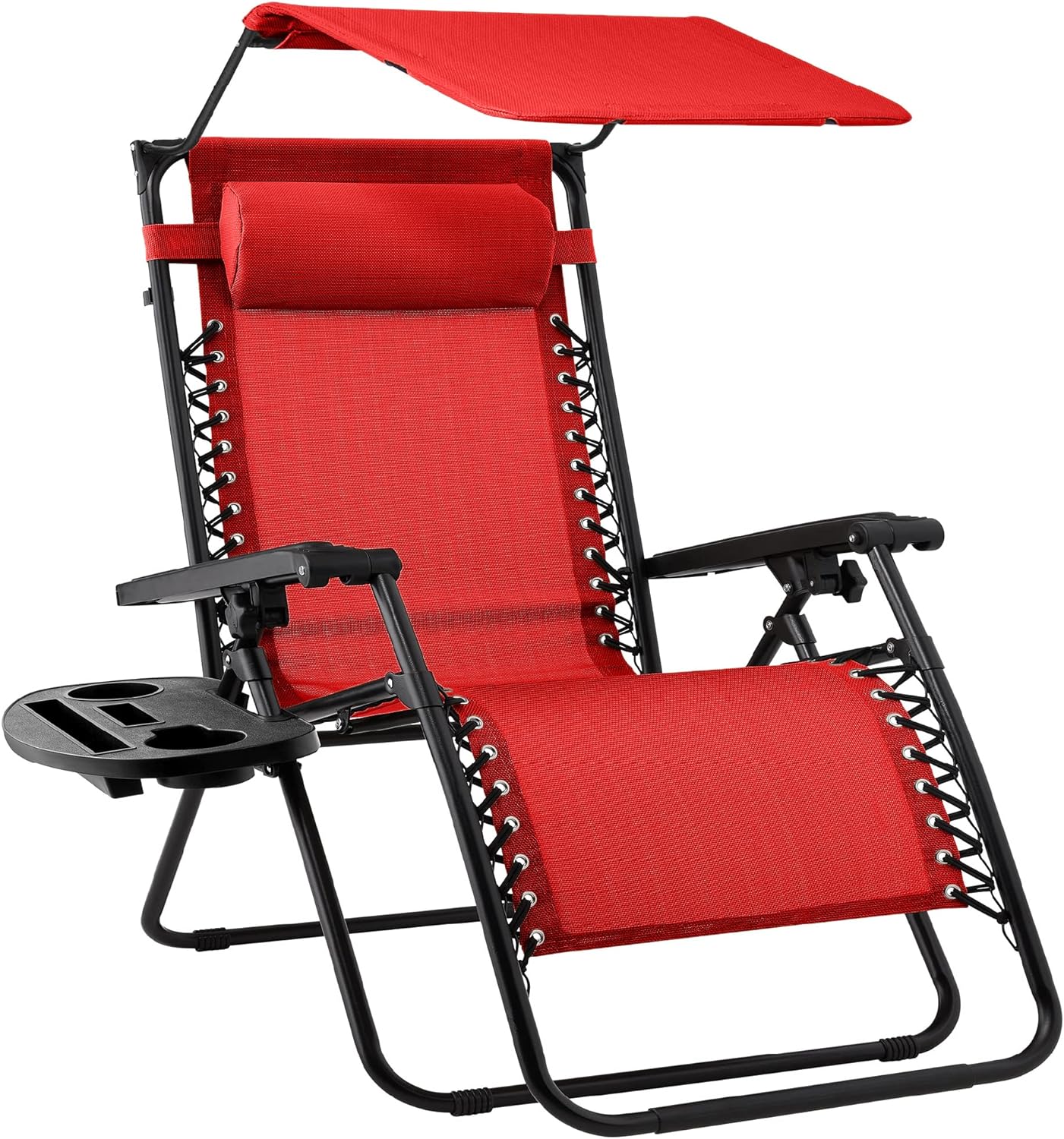 Best Choice Products Folding Zero Gravity Outdoor Recliner Patio Lounge Chair w/Adjustable Canopy Shade, Headrest, Side Accessory Tray, Textilene Mesh - Peacock Blue wourant