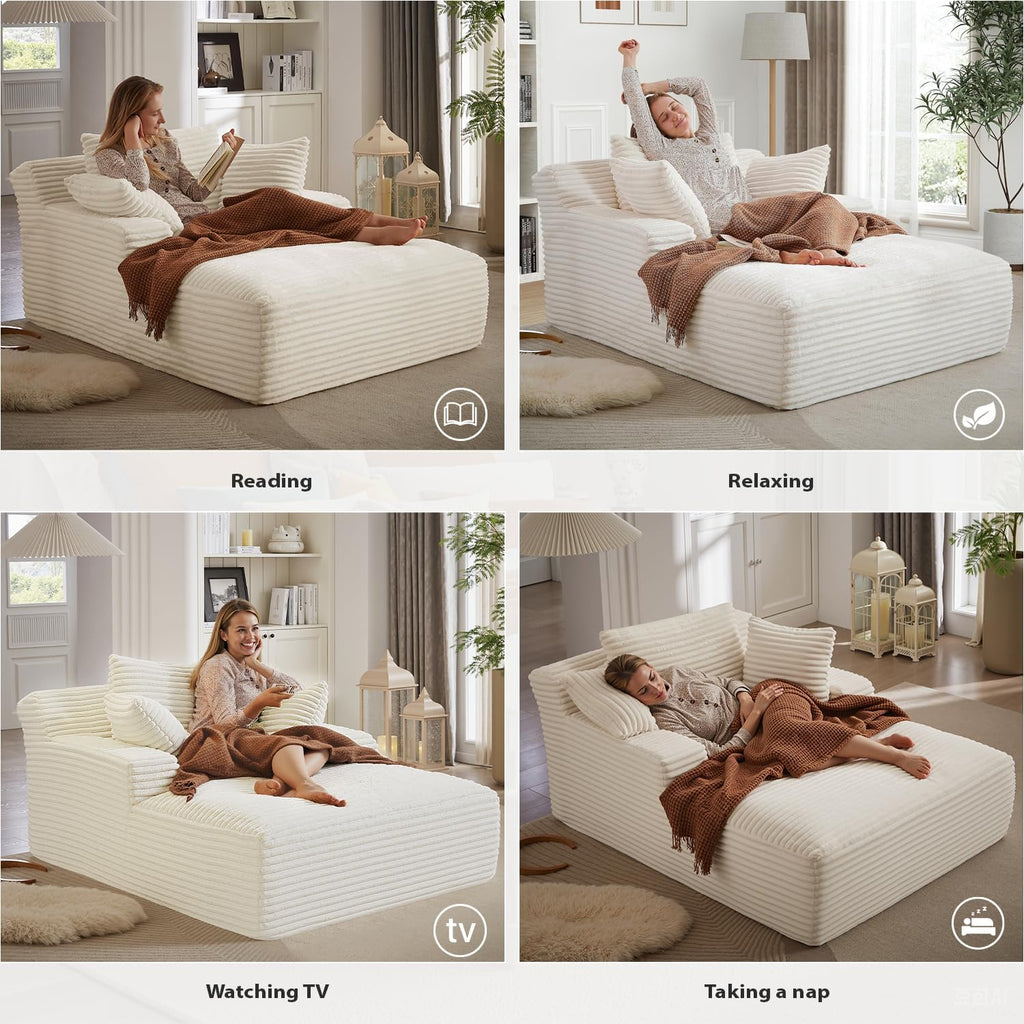 50-inch indoor recliner, oversized corduroy upholstered boneless sofa bed, deep sleeper sofa reading chair, cloud sofa, living room sofa wourant