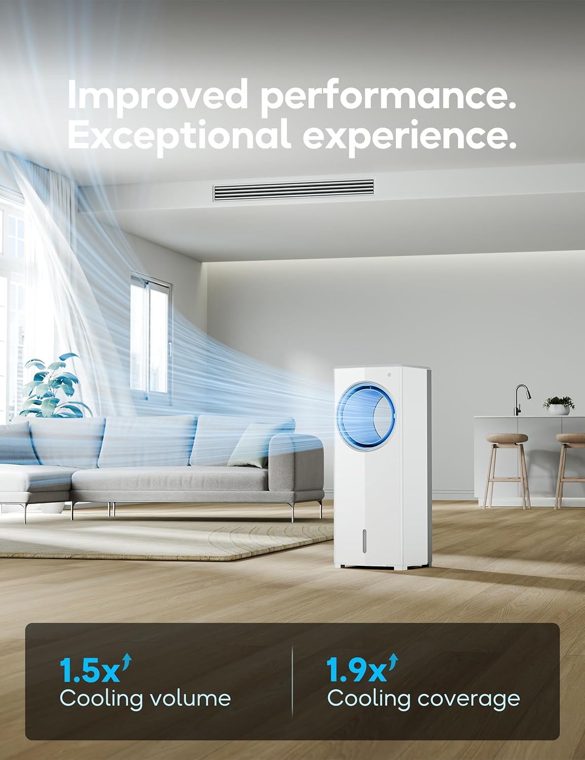 Windowless Portable Air Conditioner, 26.3" Small Evaporative Air Cooler for Room No Window, 3-Speed Settings, 4 Modes, 7H Timer, Remote Control, 4 Ice Packs, Quiet AC Unit for Bedroom wourant