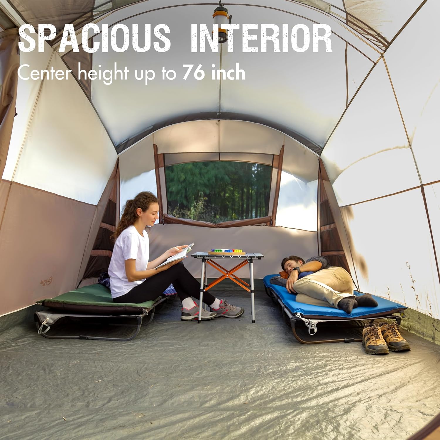 PORTAL 6/8/10 Person Family Camping Tent with Screen Room, Water Resistant Big Tunnel Tent with Rainfly, Large Family Tent for Outdoor Camping, Party wourant