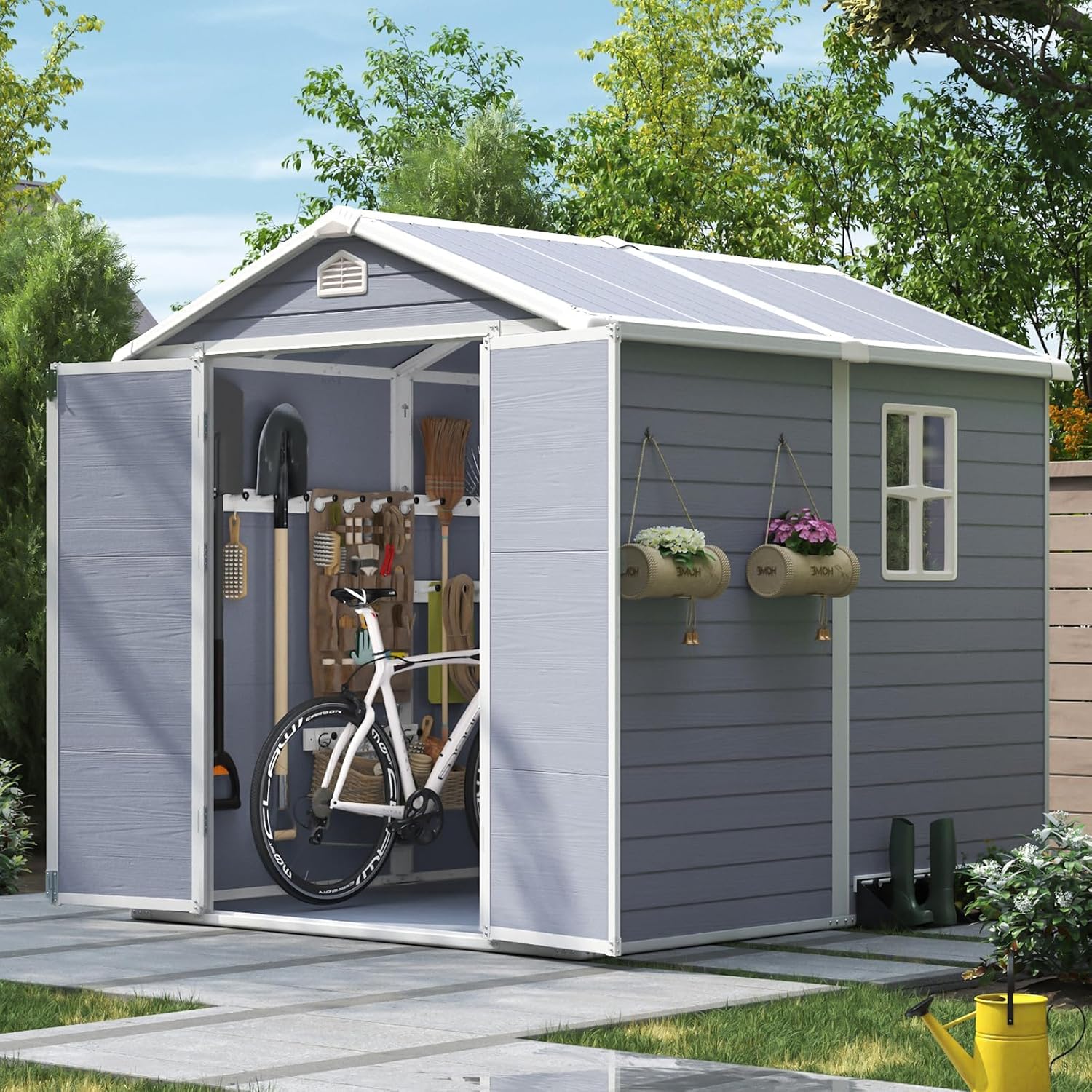 Aoxun Outdoor Storage Shed 5 x 3 ft. Resin Shed with Floor and Lockable Door wourant