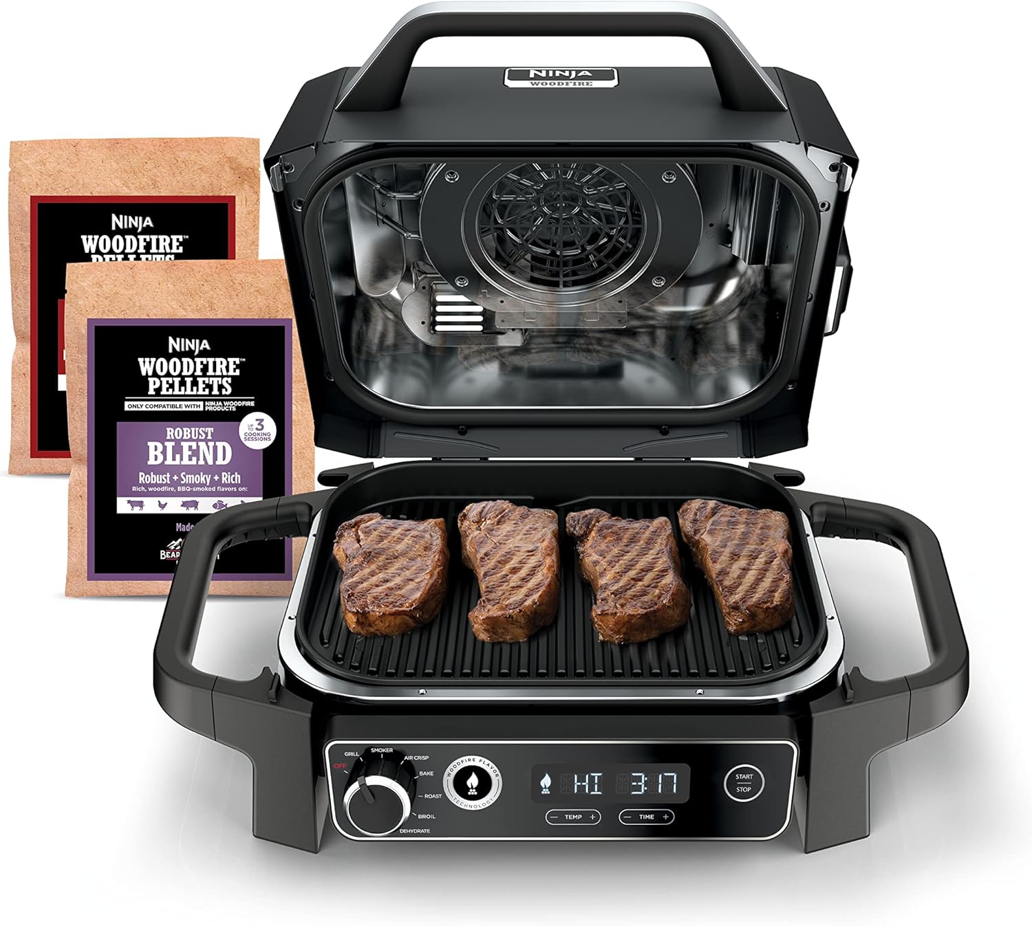 OG751 Woodfire Pro Outdoor Grill Built-In Thermometer 7-in-1 Master Grill BBQ Smoker wourant