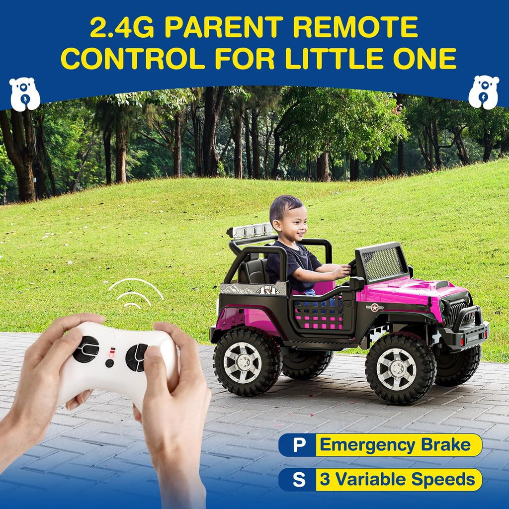 L8 Ride On Car, 2 Seater, 12V Kids Electric Car w/Remote Control, 4-Wheel Suspension, Bluetooth Speaker, Multi Music Modes, 3 Speeds, LED Lights, Xmas & Birthday Gift Ideas for Kids Ages 3+ wourant