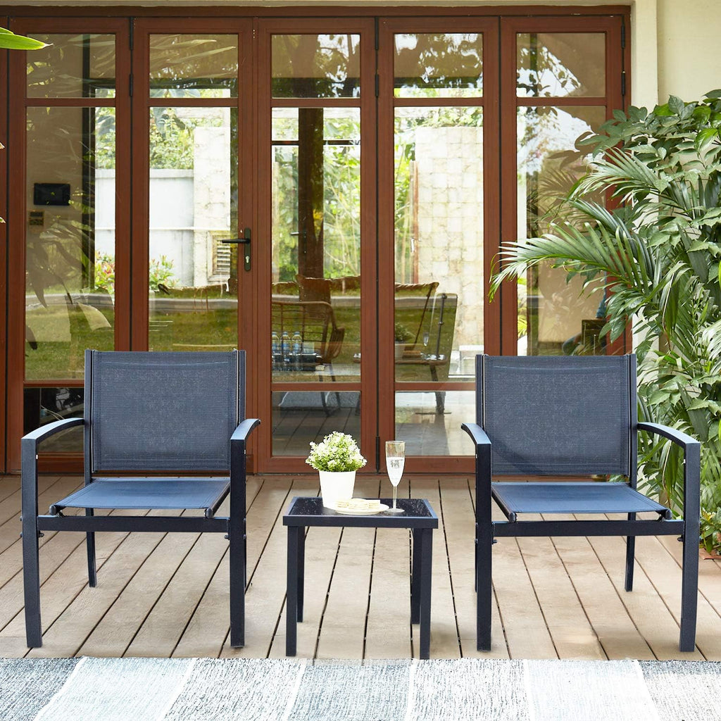 Homall Patio Dining Set 7 Pieces Outdoor Furniture with Large Table and 6 Textilene Chairs for Porch, Brown wourant