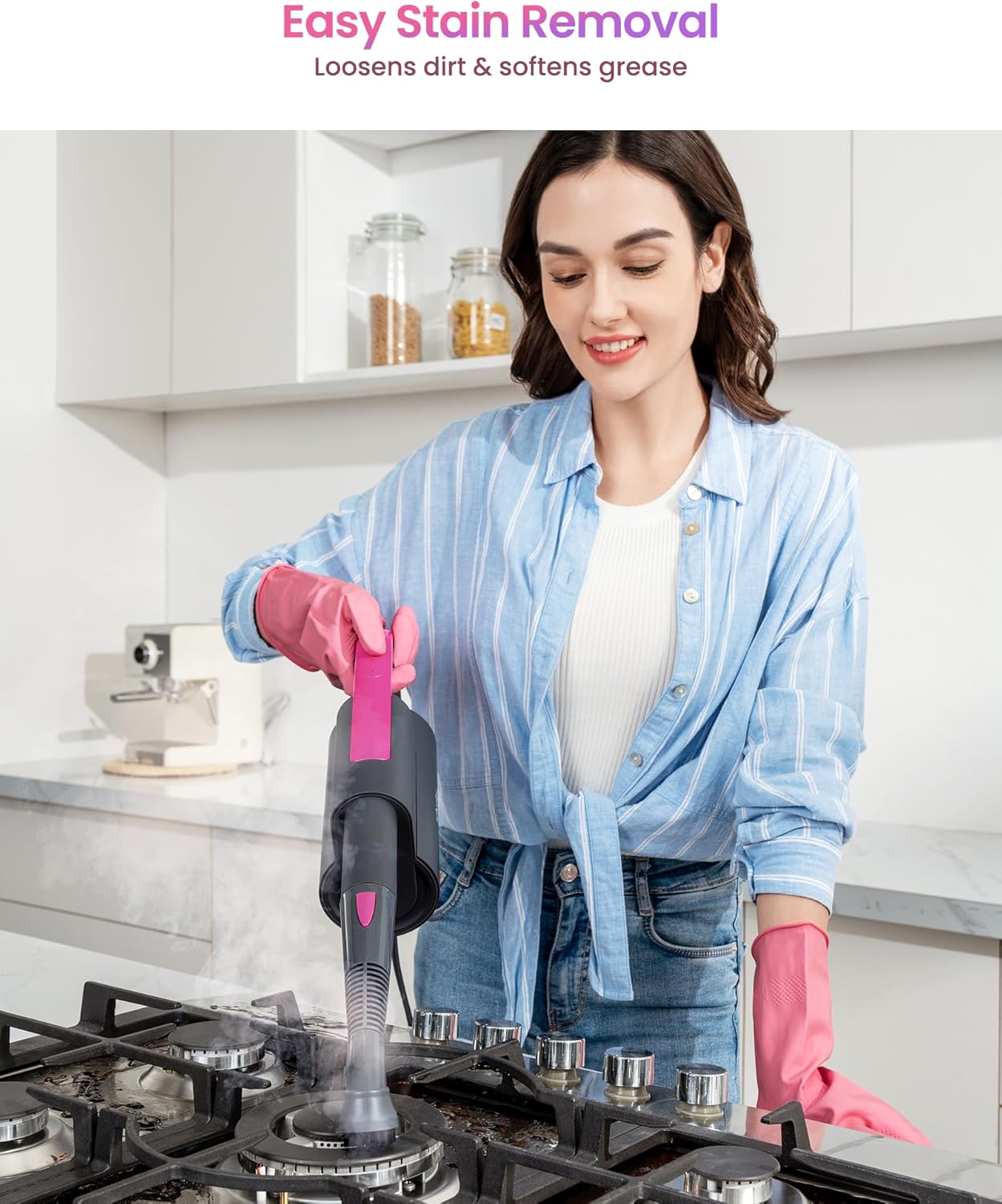 7-in-1 Steam Mop Dual-Rod Design with Detachable Handheld Steamer for Walls, Grouts, Hard Floors, Tiles, includes Multi-purpose Accessories and Washable Microfiber Pads wourant