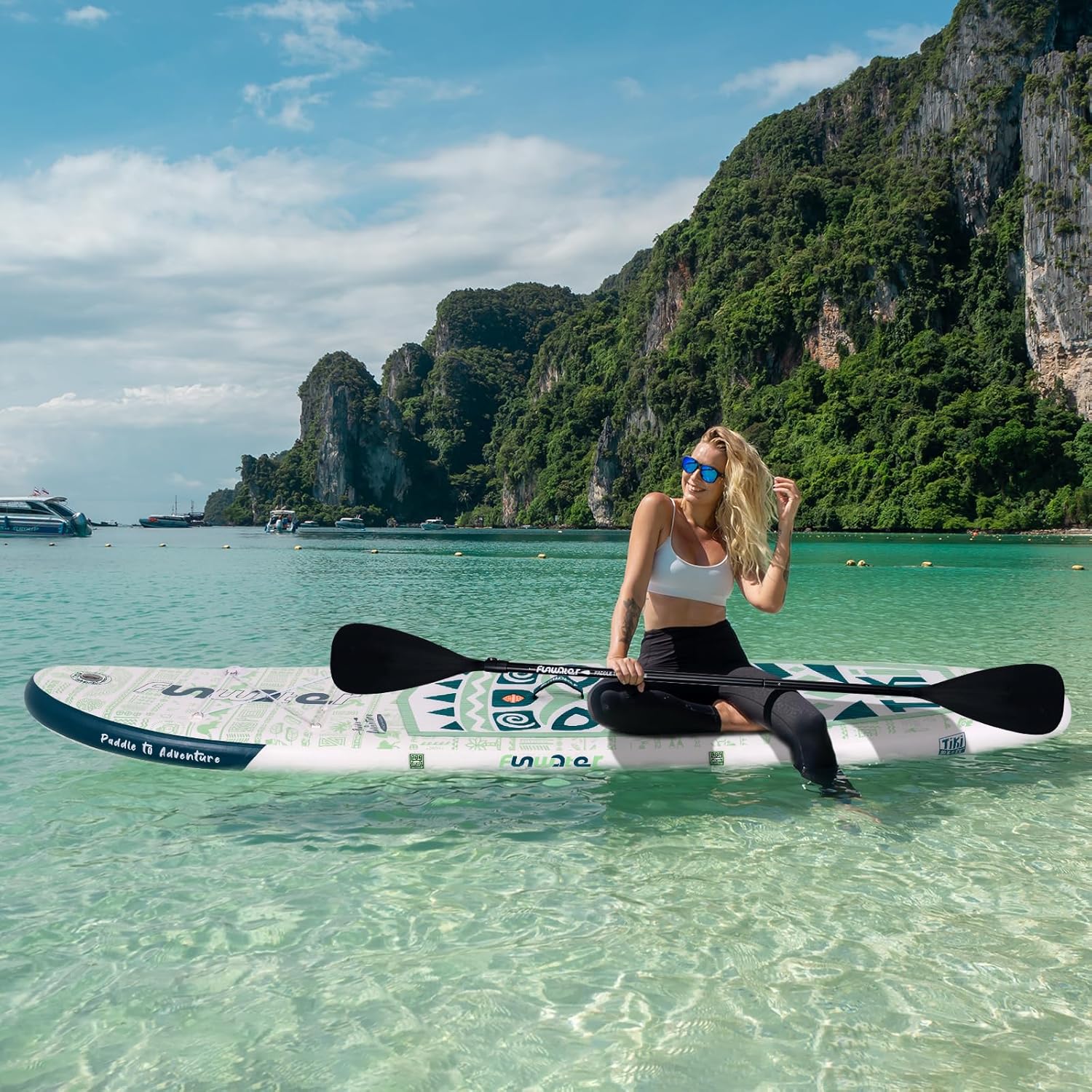 FunWater Inflatable Stand Up Paddle Board with Premium SUP Paddle Accessories, Non-Slip EVA Deck, 11'/10'6' Paddle wourant