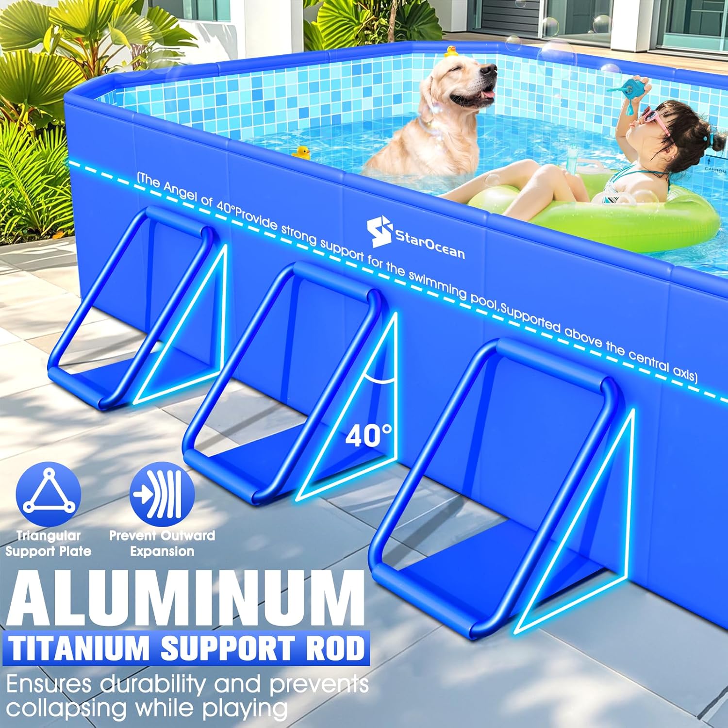 Foldable Pool, Large Non-Inflatable Swimming Pool for Kids,Adult Collapsible Pools Hard Plastic Shell, Oversized Thickened,Portable Folding Kids Pools for Backyard-Mosaic Design-89"x48"x20" wourant
