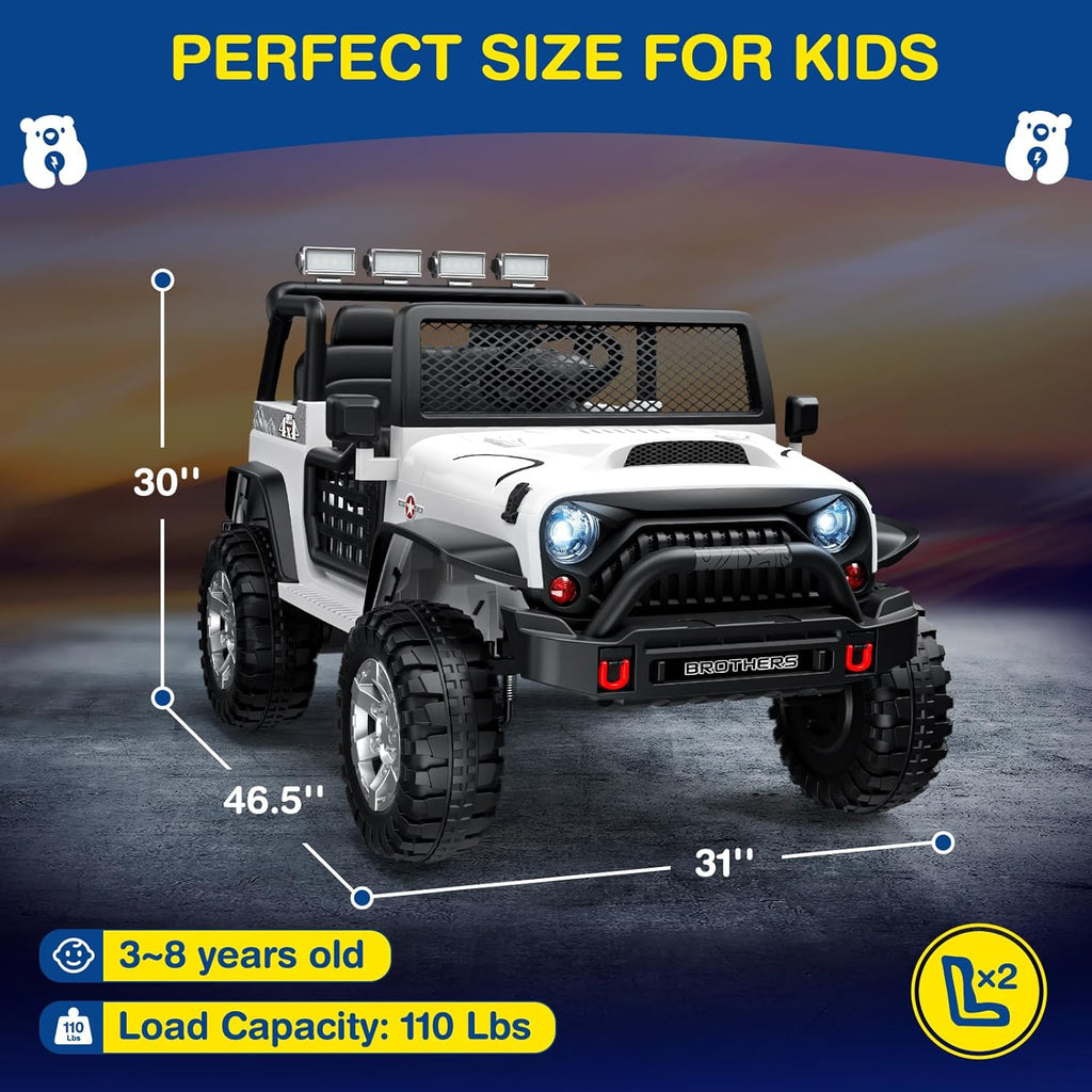 L8 Ride On Car, 2 Seater, 12V Kids Electric Car w/Remote Control, 4-Wheel Suspension, Bluetooth Speaker, Multi Music Modes, 3 Speeds, LED Lights, Xmas & Birthday Gift Ideas for Kids Ages 3+ wourant