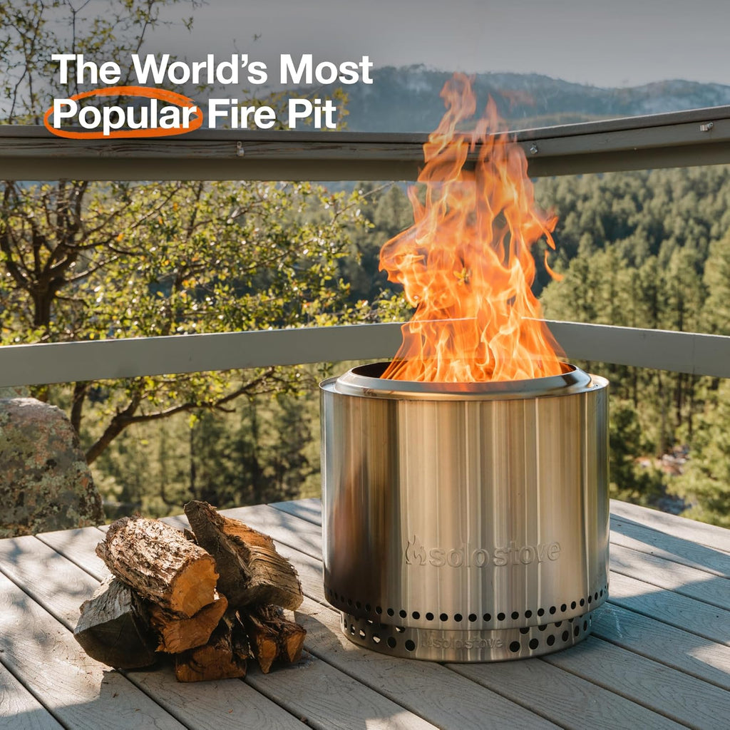 Solo Stove Bonfire 2.0 with Stand, 19.5 Inch Smokeless Fire Pit with Removable Ash Pan - Portable Outdoor Fire Pit - Stainless Steel Wood Burning Fireplace, Ideal for 4-6 People, 21.75 lbs wourant
