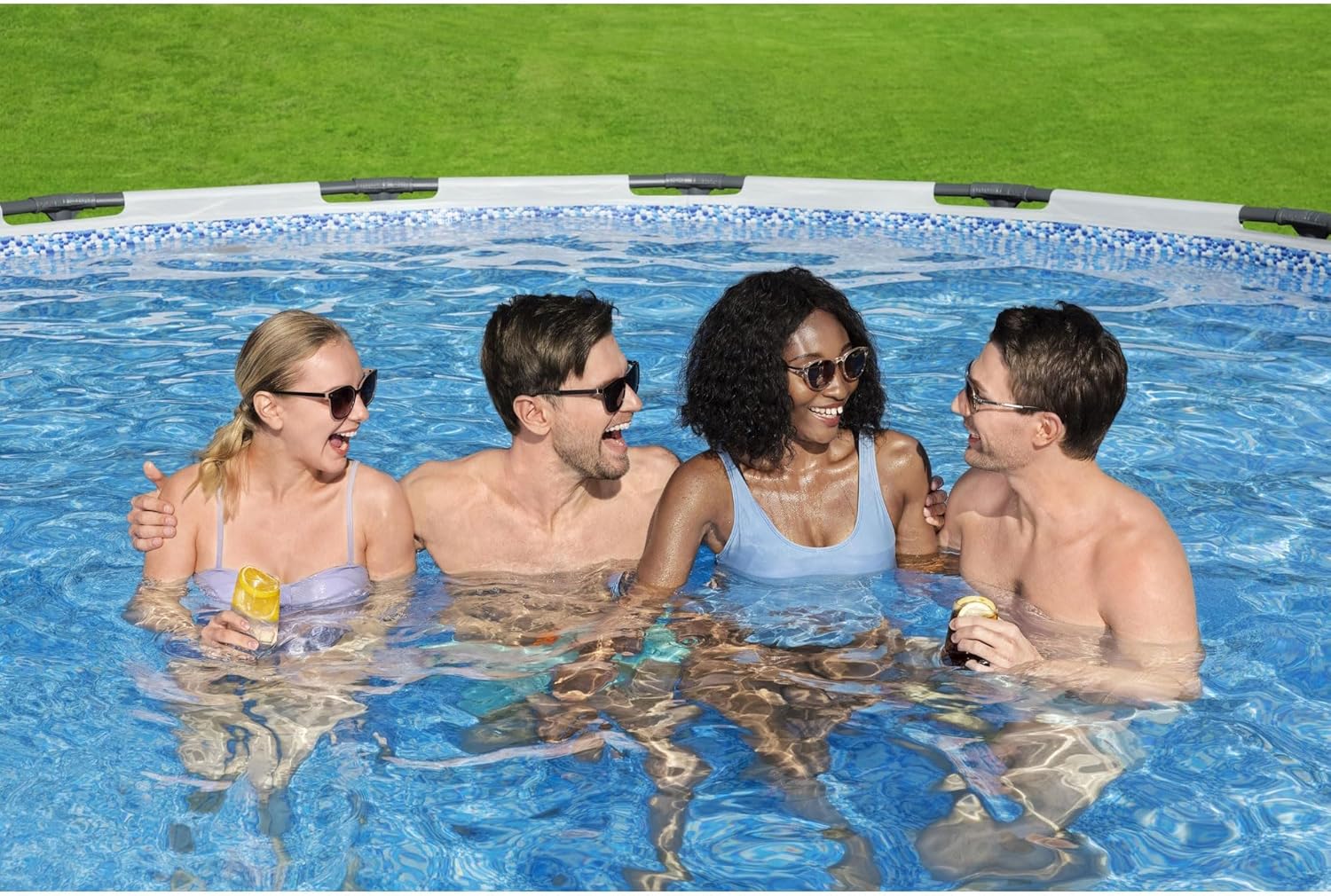 Steel Pro MAX 14 Foot x 48 Inch Round Metal Frame Above Ground Outdoor Swimming Pool Set with 1,000 Filter Pump, Ladder, and Cover, Gray wourant