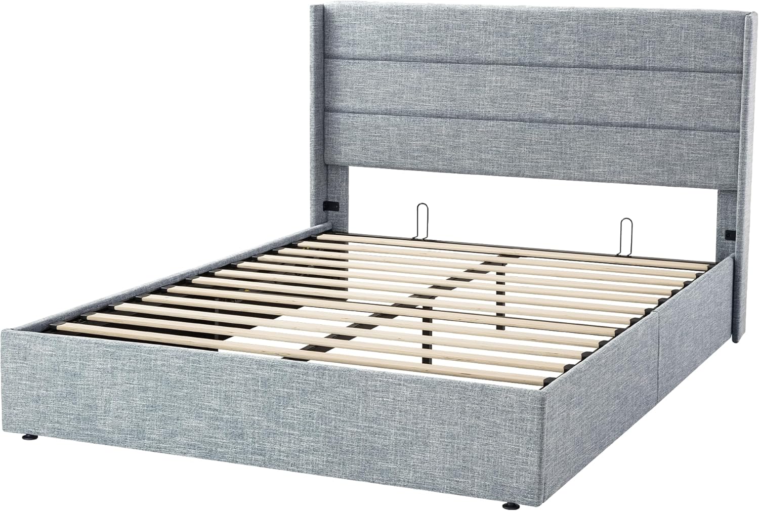 Allewie Queen Size Lift Up Storage Bed Modern Wingback Headboard Hydraulic Support wourant