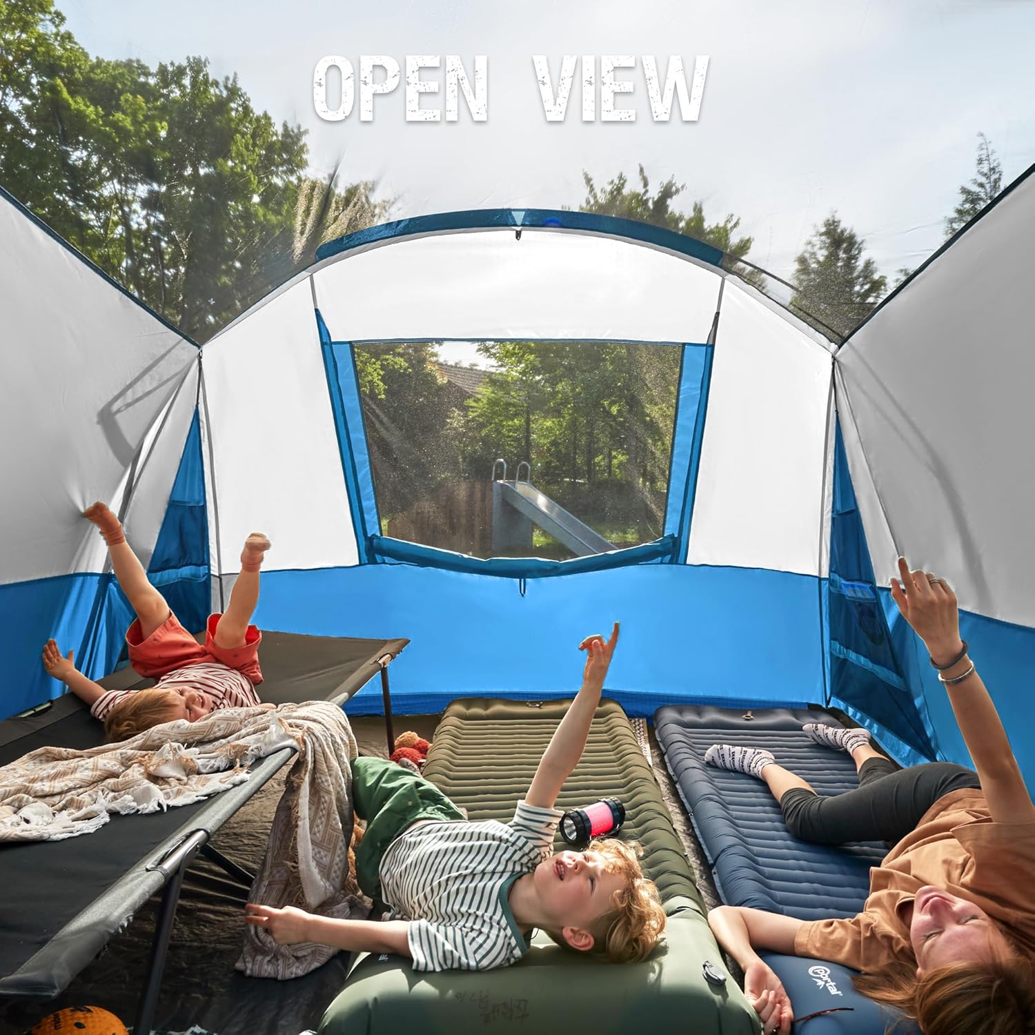 PORTAL 6/8/10 Person Family Camping Tent with Screen Room, Water Resistant Big Tunnel Tent with Rainfly, Large Family Tent for Outdoor Camping, Party wourant