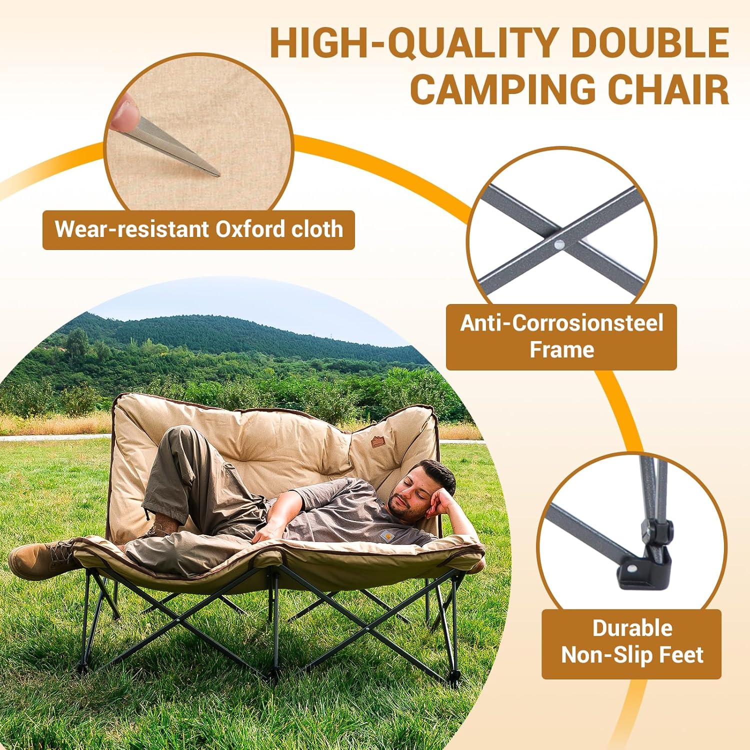 KingCamp Butterfly Chair, Oversized Thick Padded Comfy Camping Chairs Portable Folding Chair 400lbs Heavy Duty Seat with High Backrest & Carry Bag for Outdoor Indoor Patio Lawn Home Living Bed Room wourant