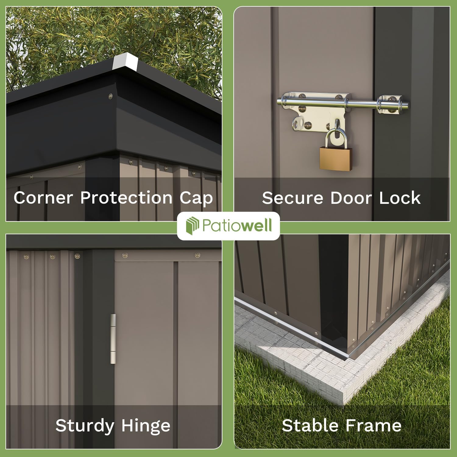 Patiowell 5x3 FT Outdoor Storage Shed Tool Shed with Sloping Roof and Lockable Door Metal Shed wourant