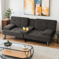 Shahoo Modern Linen Upholstered Convertible Folding Futon Sofa Bed with Removable Armrests wourant
